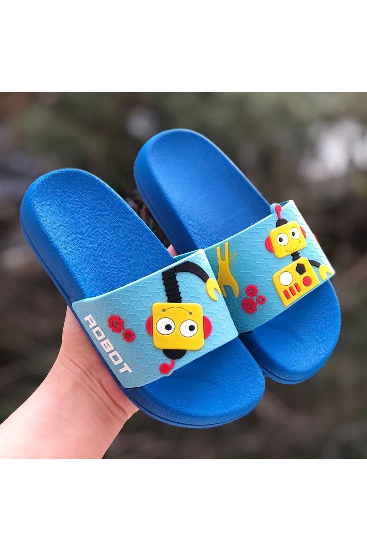 Pandalina Robot Mechanic Figured Non Slip Sole Children s Slippers Children s Beach Sea Pool Bathroom Slippers Trendyol