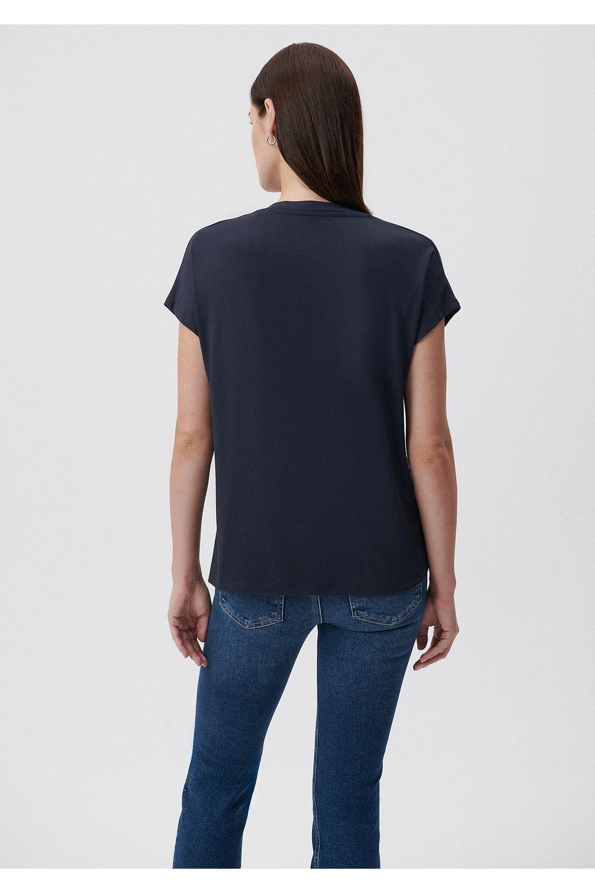 Mavi V Neck Navy Blue Basic T Shirt Regular Fit Normal Cut