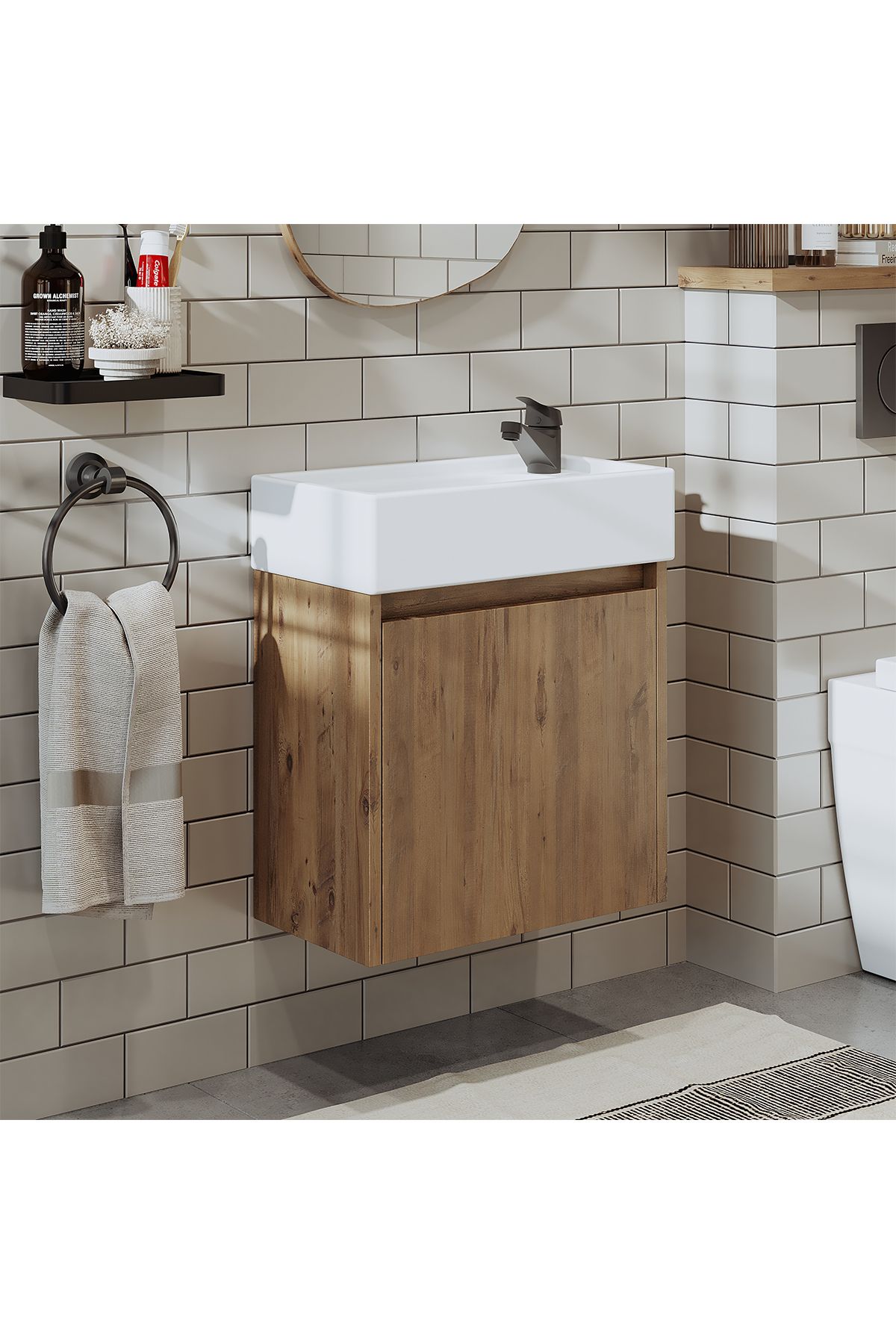 ROOMART Ayaksız Tek Kapaklı Lavabolu 50 Cm Banyo Dolabı Fiyatı, Yorumları -  Trendyol