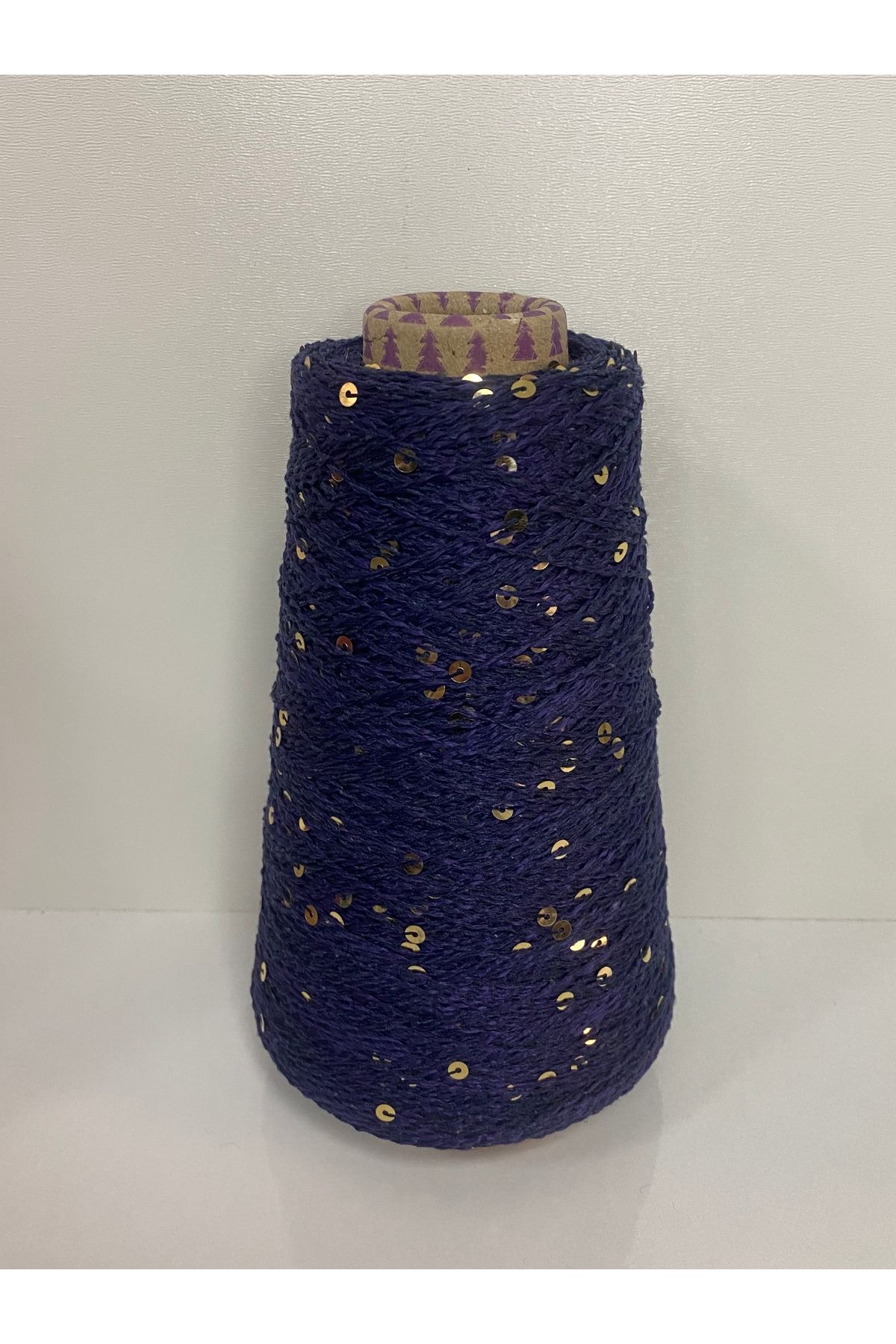 göçer-Navy blue 1.5 polyester 4 nm visual net with gold sequins 200 g 1