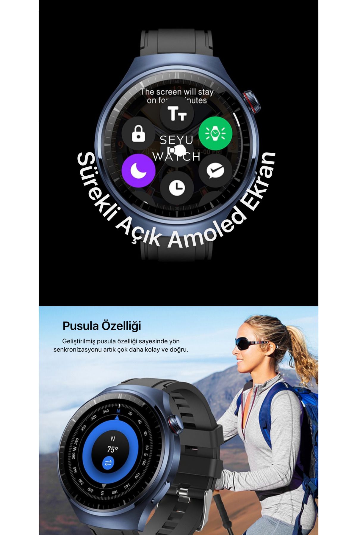 Watch Pro Hero 8 Amoled Akıllı Saat Tüm Telefonlara Uyumlu Smartwatch
