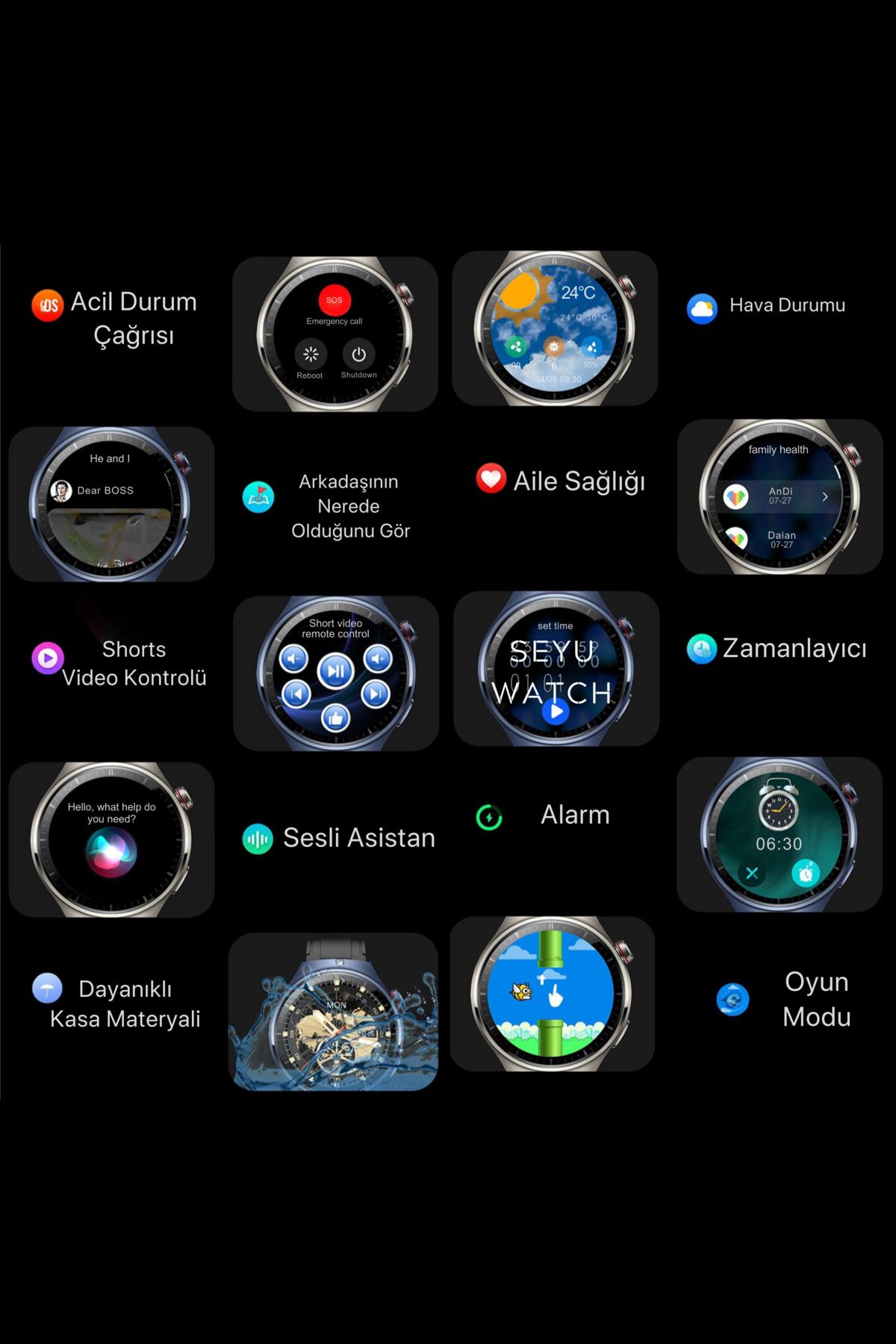Watch Pro Hero 8 Amoled Akıllı Saat Tüm Telefonlara Uyumlu Smartwatch
