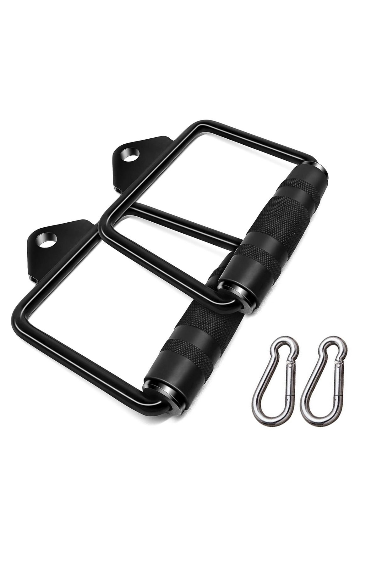 CrewSport Profesyonel Çelik Siyah Tek El Çekiş Aparatı Çift - Horseshoe Cable Handle Aparatı - Handle D Bar
