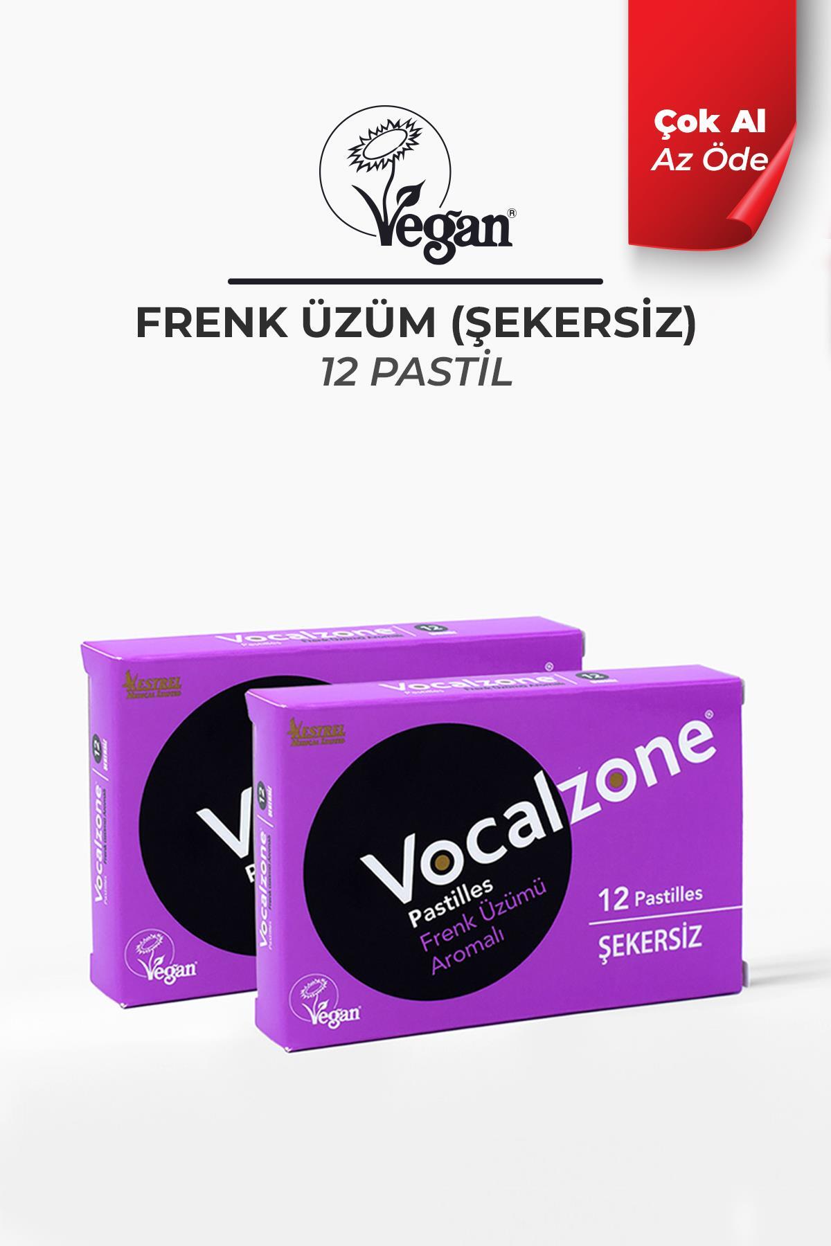 Vocalzone Frenk Üzümlü (ŞEKERSİZ) Pastil 12'li 2'li Paket