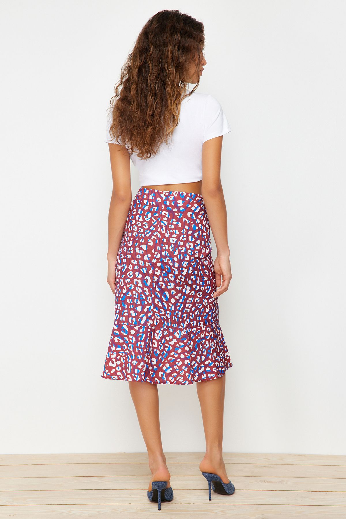 Trendyol Collection-Multi-Colored Flounced Viscose Fabric Animal Pattern Midi Woven Skirt TWOSS19FG0026 6