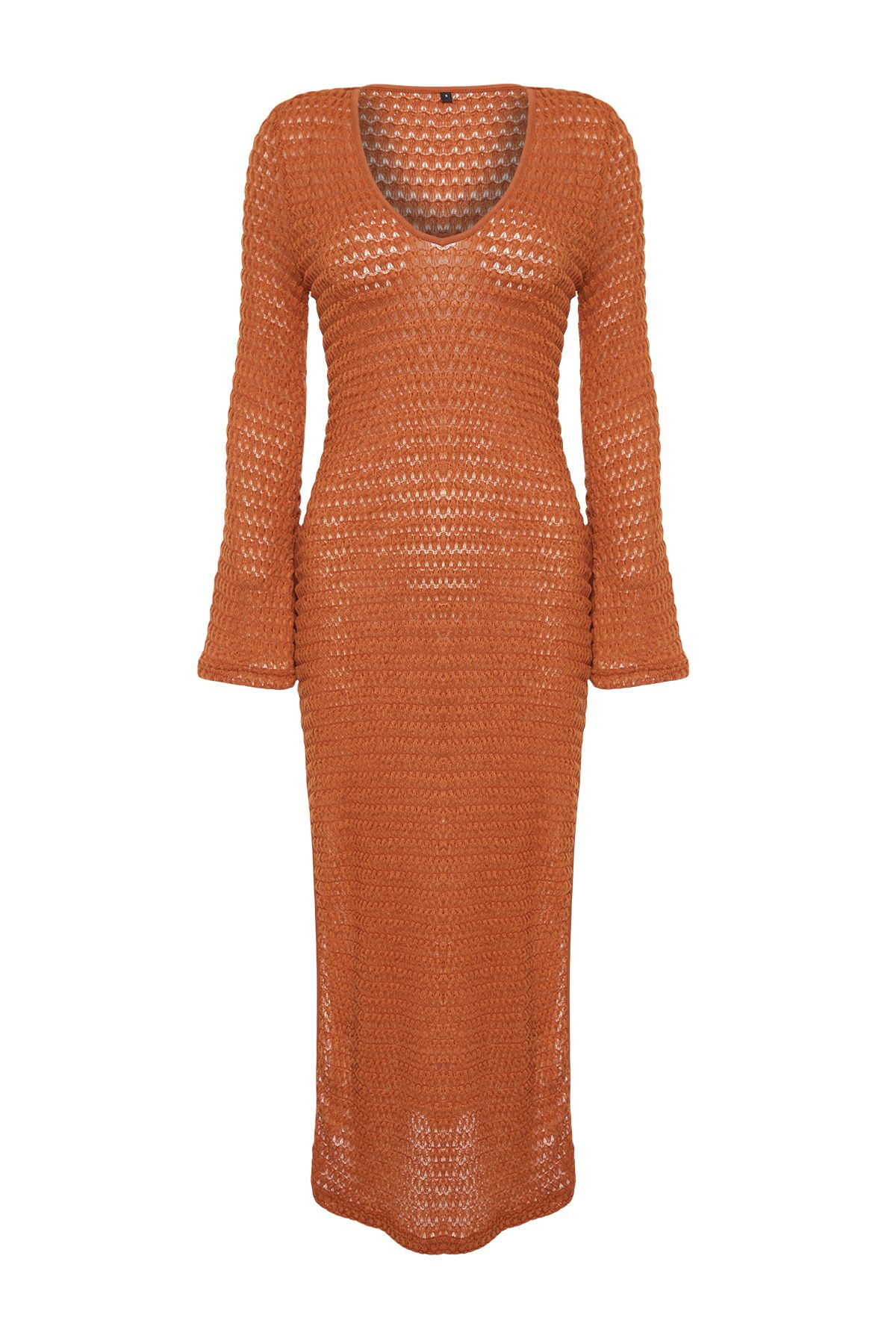 Trendyol Collection-Maxi-Strandkleid aus Strick - Braun, Schlitz, TBESS24EL00031 9