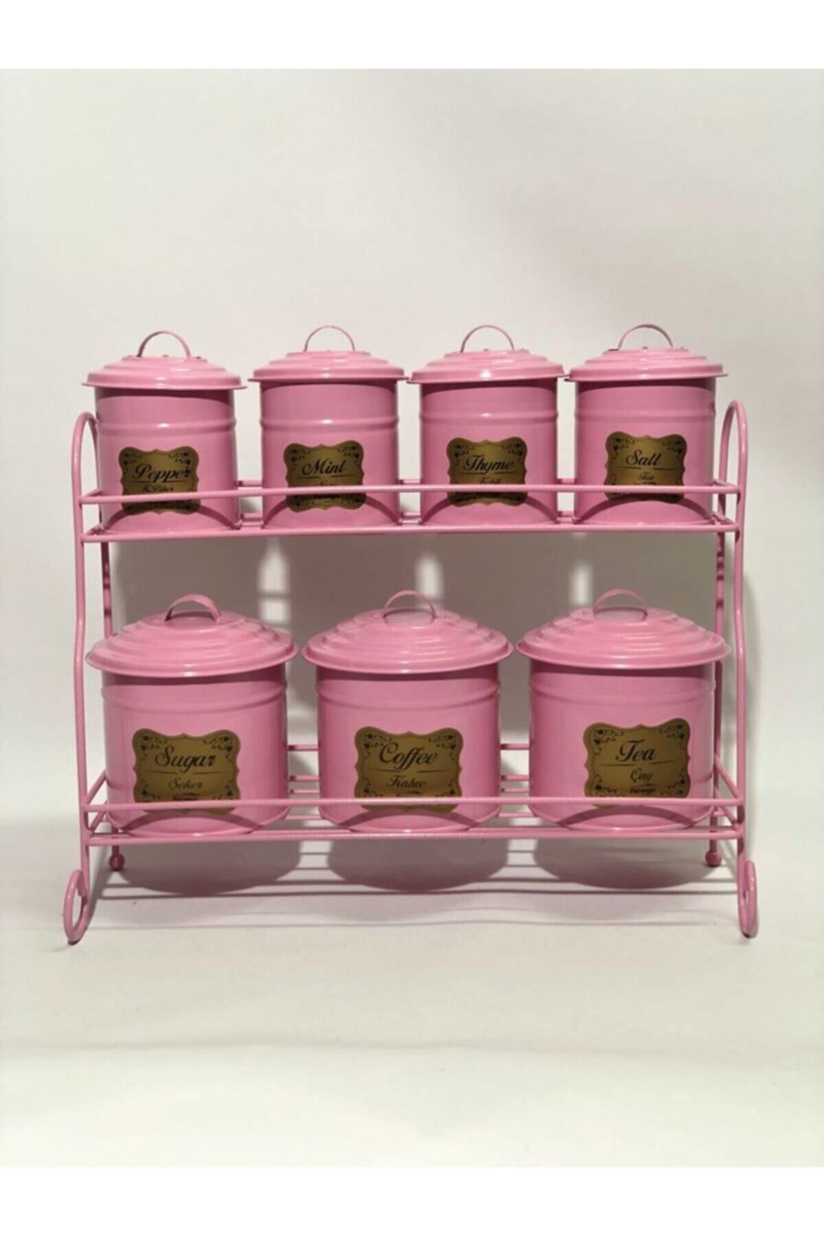 Feronyahome Garden 7 Piece Metal Pink Spice Rack 37x41 Cm Trendyol