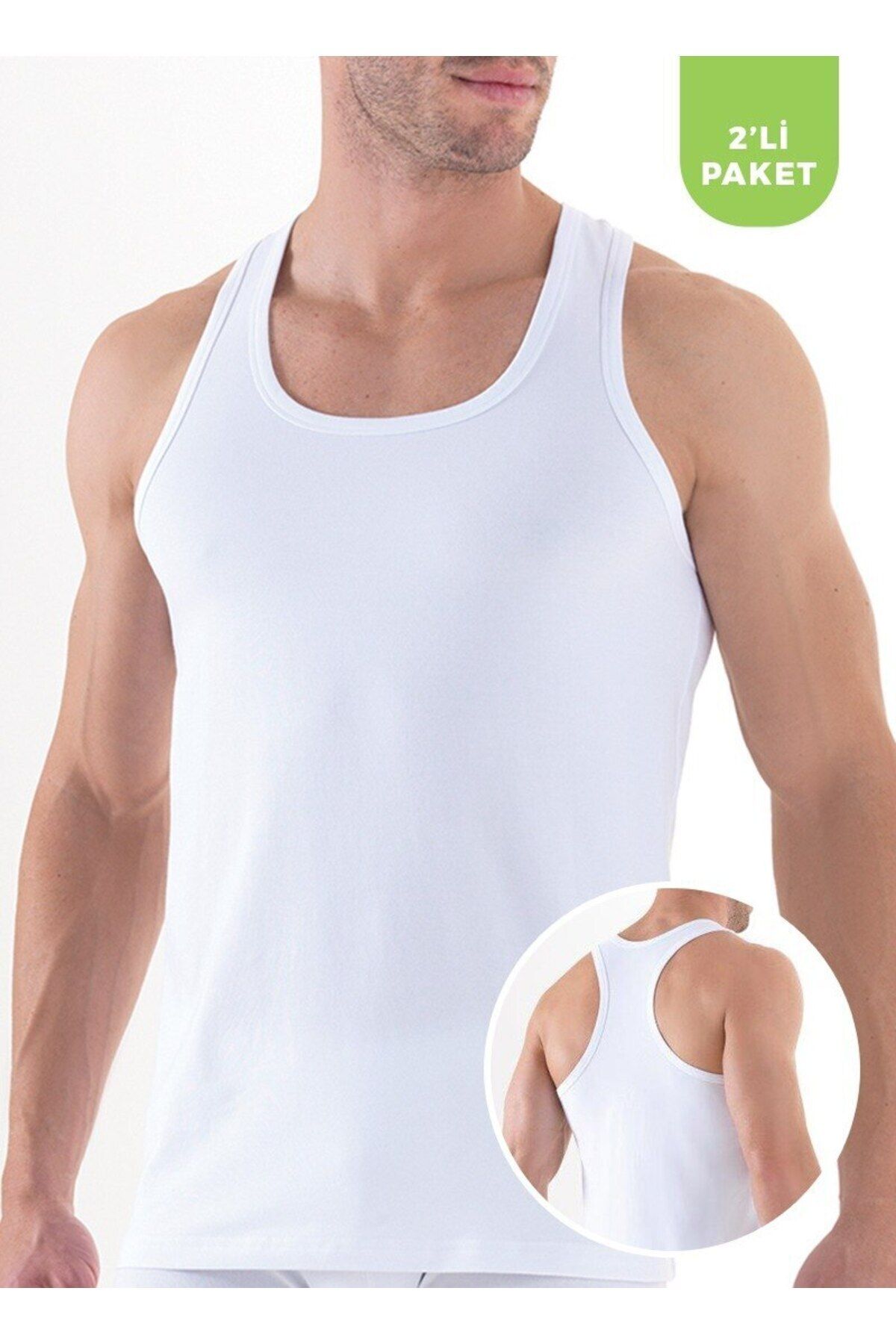 Blackspade-Men's White Tender Cotton Sports Undershirt 2-pack-9676-white 2