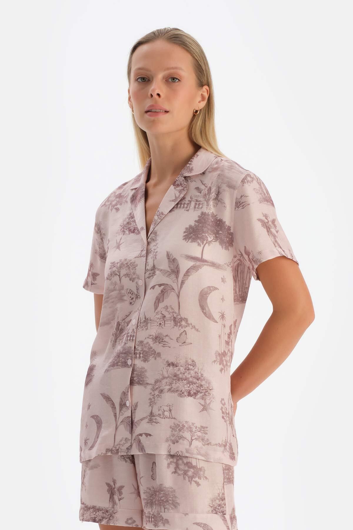 Dagi-Light Pink Patterned Woven Shirt 1