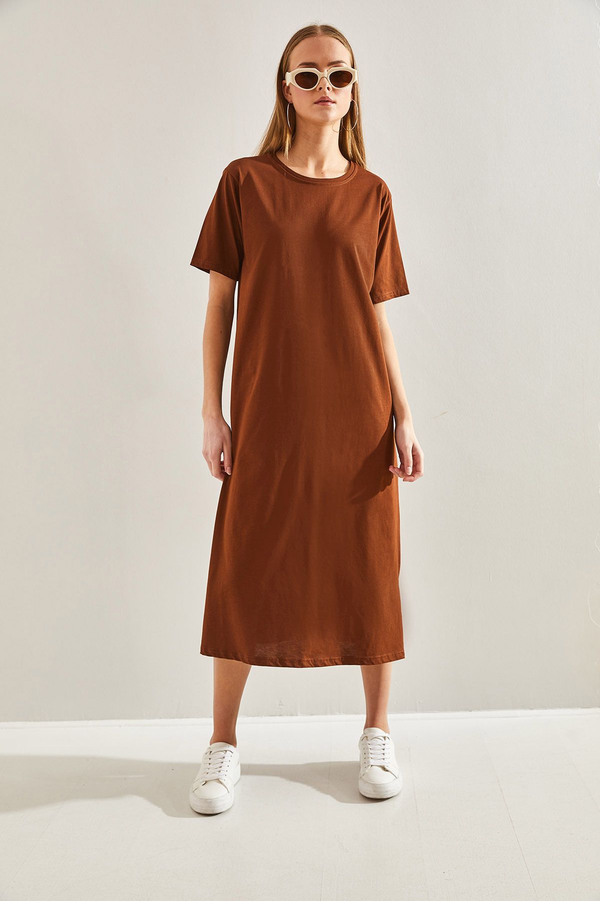 Bianco Lucci-Damen Basic Langes Kleid 7