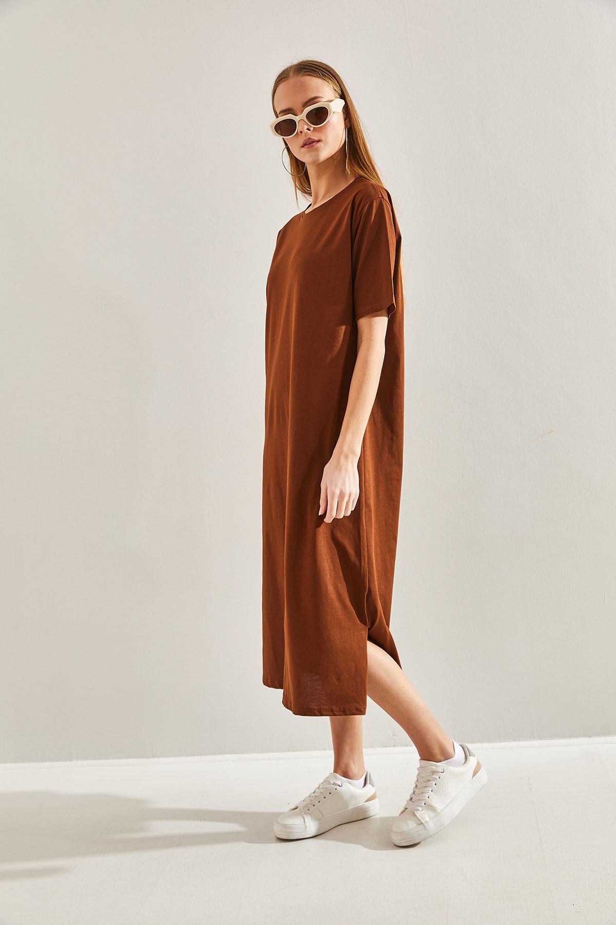 Bianco Lucci-Damen Basic Langes Kleid 6