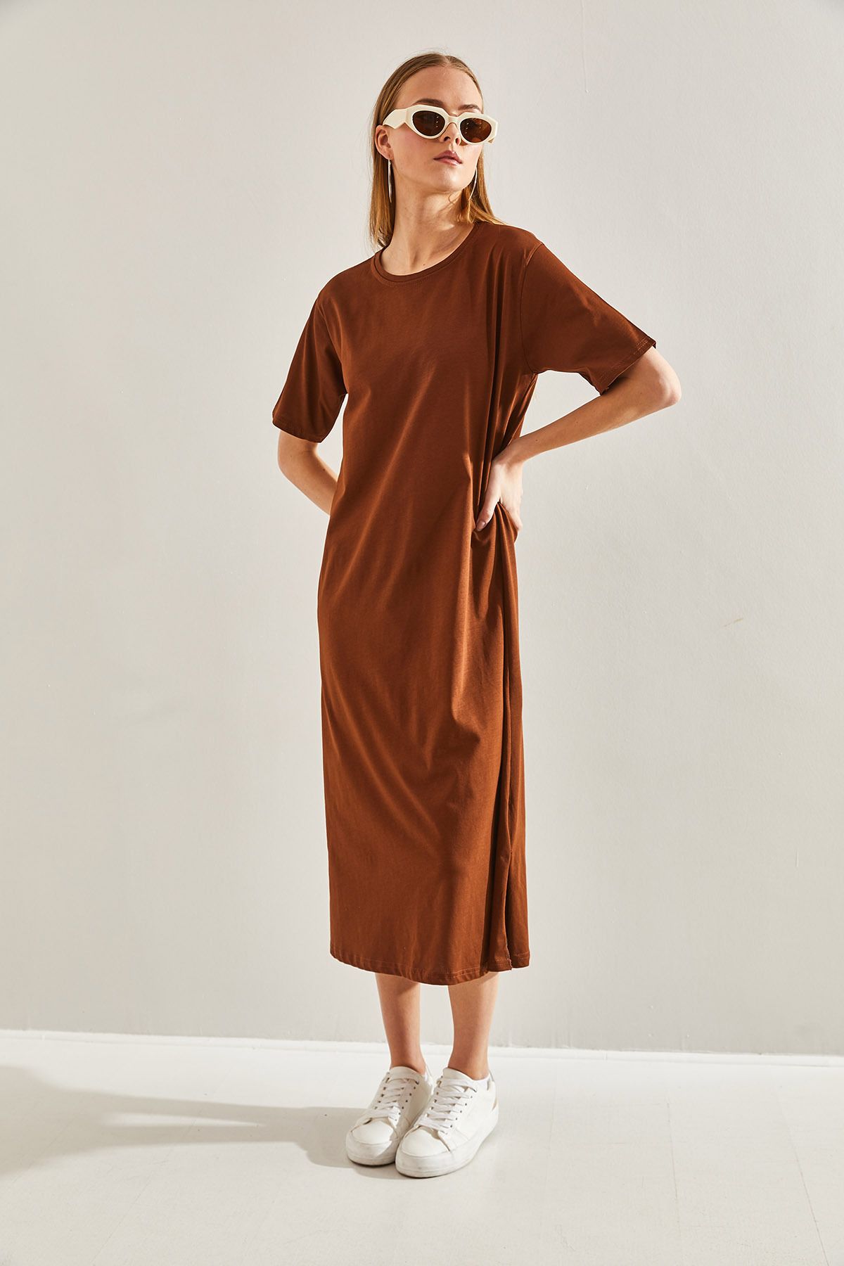 Bianco Lucci-Damen Basic Langes Kleid 4