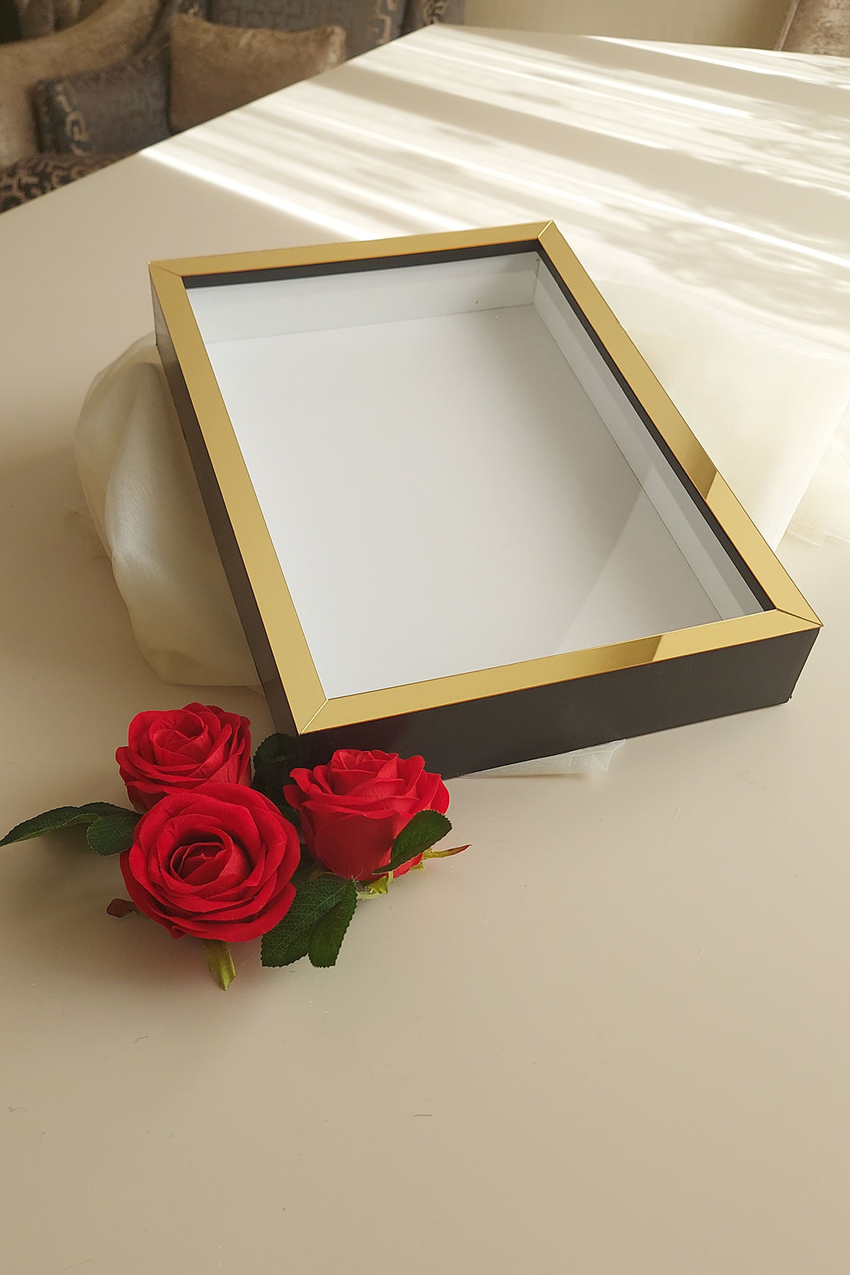 25x35 Cm Deep Memory Frame! New Fashion Rose Boxes! Engagement Flower Design!