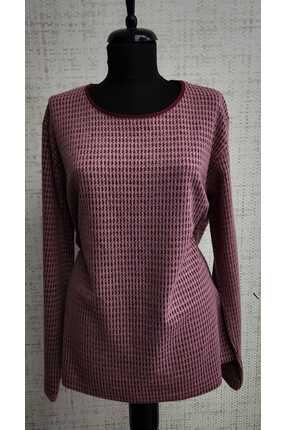 BRC Collection Bordo Anne Bluzu Sıfır Yaka Büyük Beden