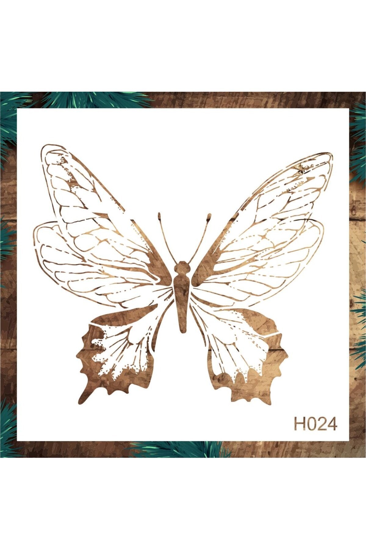 STENCİLTASARIM Stencil Tasarım H024 Kelebek Duvar Ahşap Cam Kumaş Boyama Şablonu