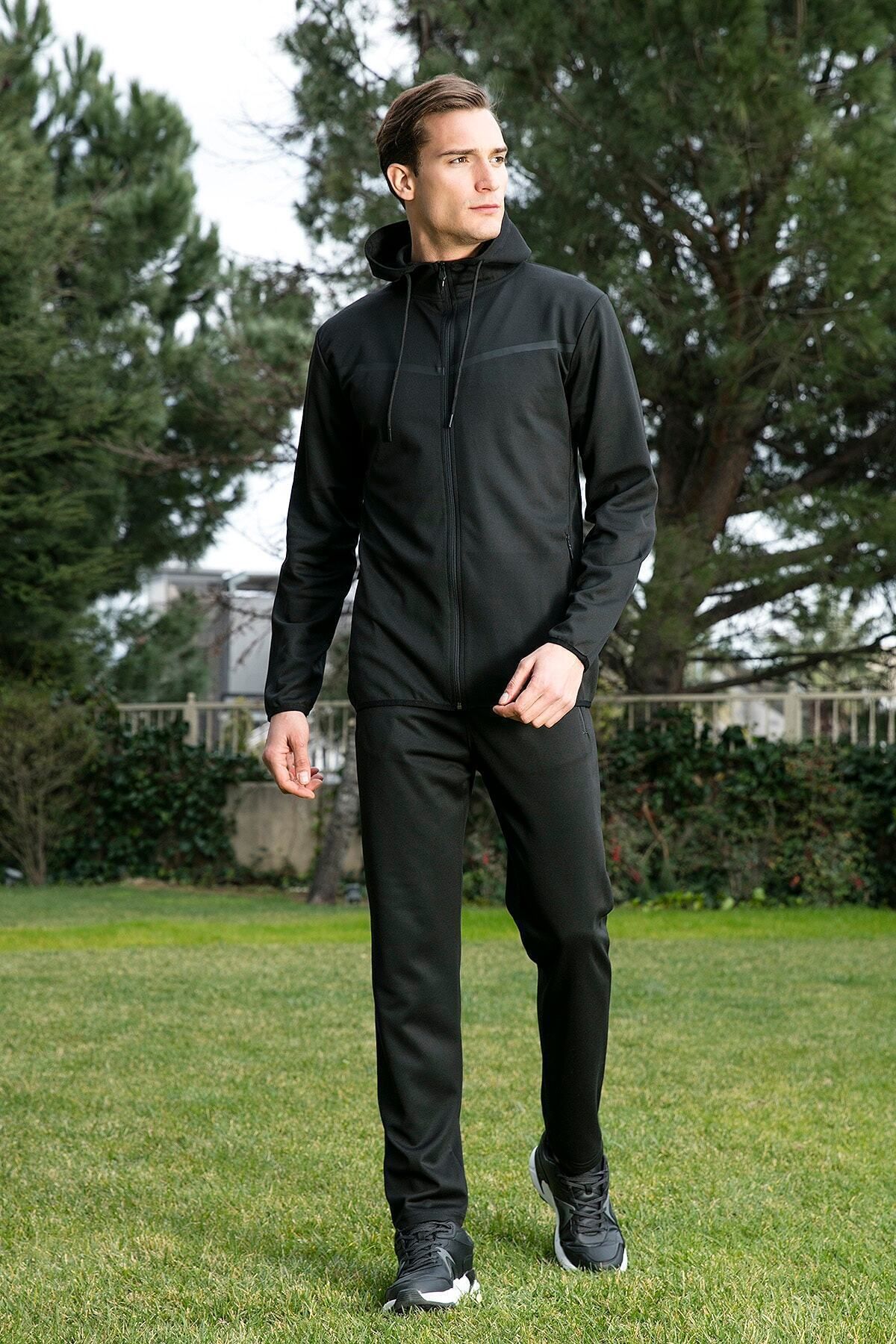 Mens slim fit tracksuit set outlet