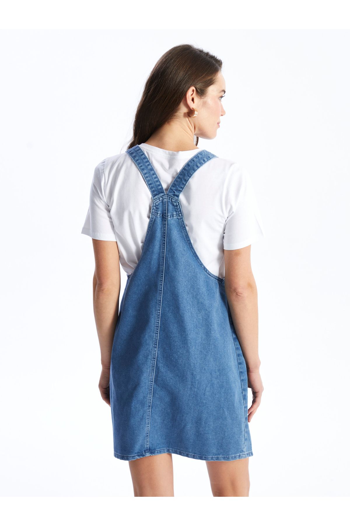 LC Waikiki-Umstands-Jeans-Salopette – quadratischer Kragen, flacher Riemen 5