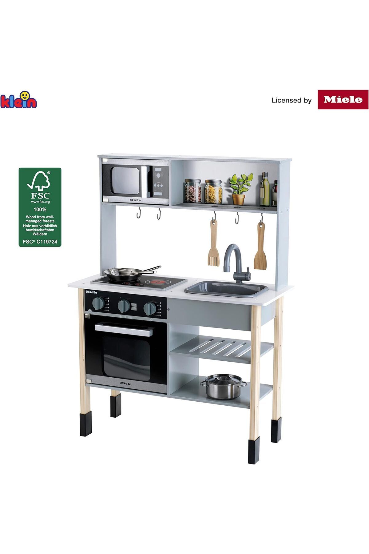 Klein Mini Toy Kitchen Set for Kids Miele Wood MDF white 70 cm x 30 cm x 91 cm Trendyol