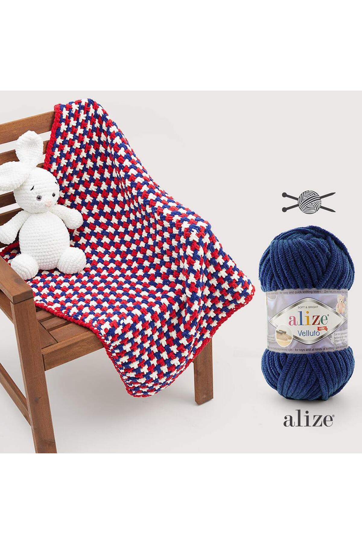 Alize-5-Piece Velluto Black Hand Knitting Yarn - 60S 2