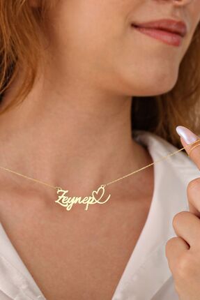 HomSilverjewelry 925 Ayar Gümüş Kişiye Özel Isimli Kalp Tasarımlı Kadın Kolye