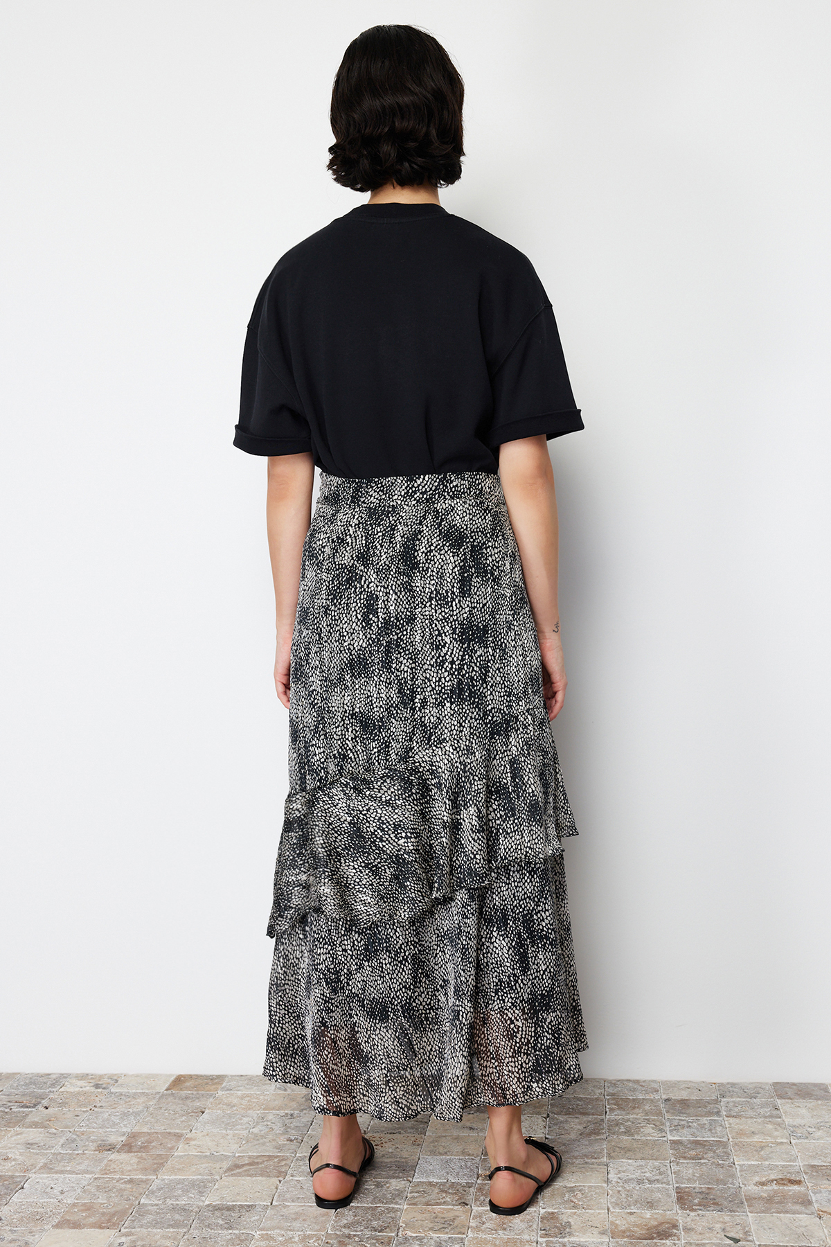 Trendyolmilla  Siyah Animal Desenli Astarlı Dokuma Etek TCTAW24EE00020 - Görsel 6