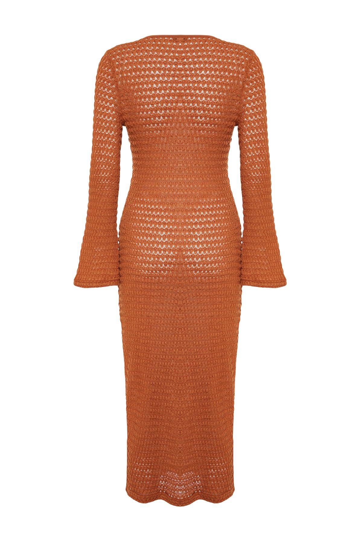 Trendyol Collection-Maxi-Strandkleid aus Strick - Braun, Schlitz, TBESS24EL00031 11