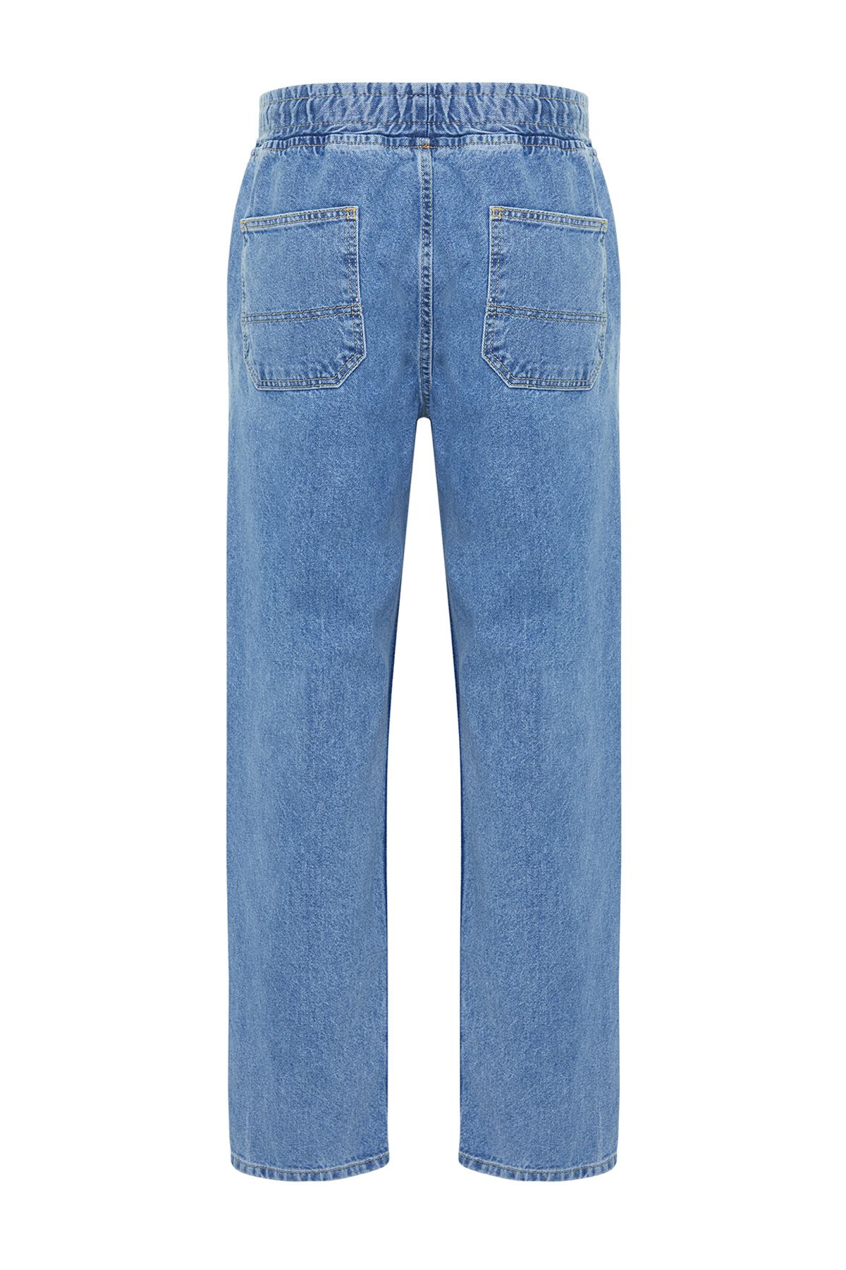 Trendyol Collection-Light Blue Wide Fit - 100% Cotton Regular Fit Loose Jeans Tmnaw24Je00025 8