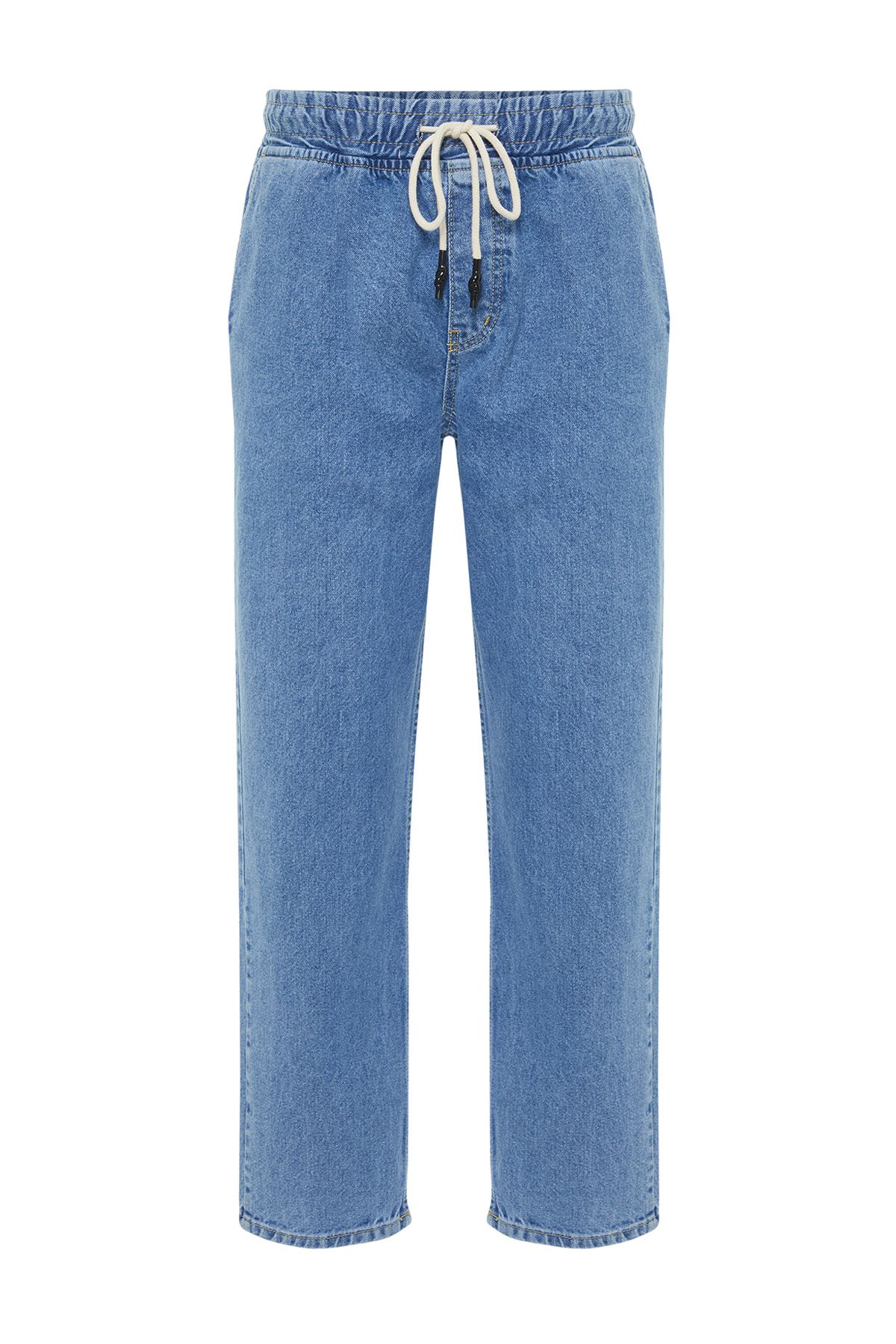 Trendyol Collection-Light Blue Wide Fit - 100% Cotton Regular Fit Loose Jeans Tmnaw24Je00025 7