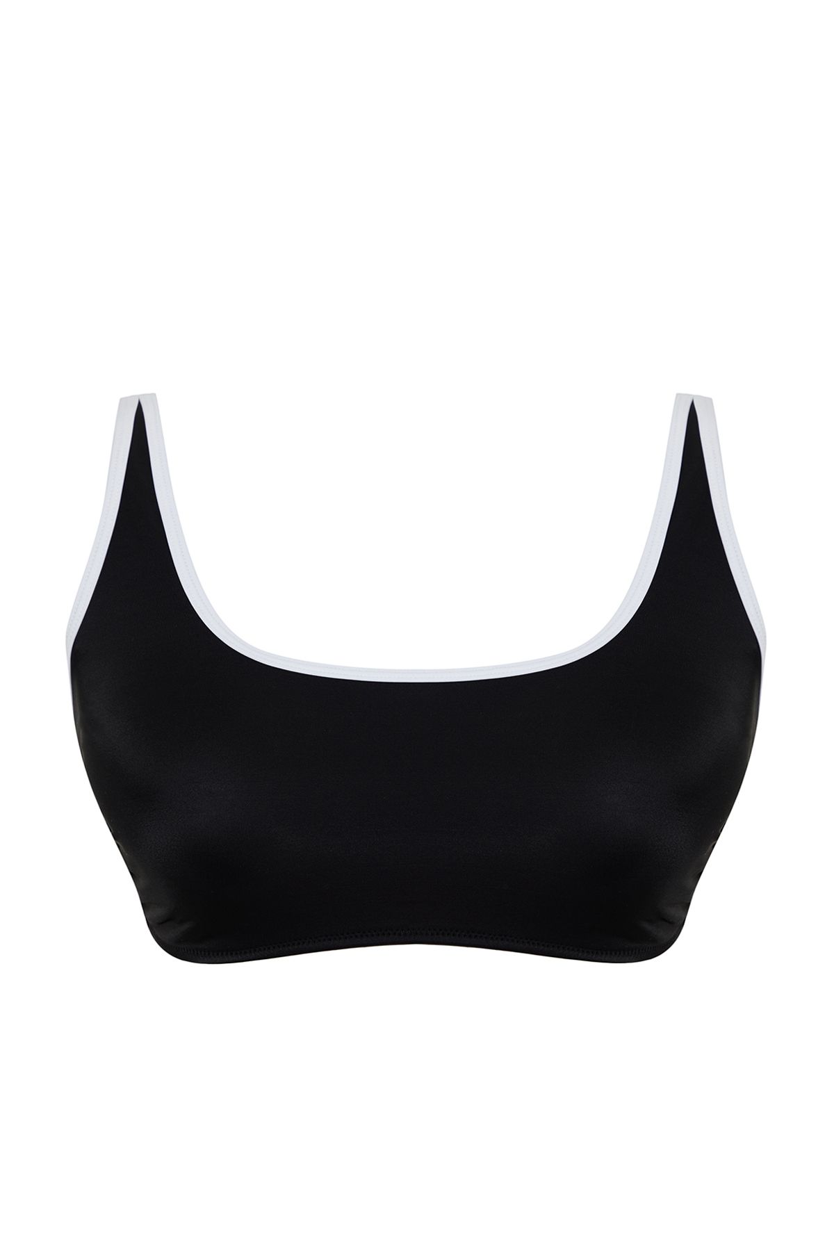 Trendyol Curve-Schwarzes, kontrastierendes, detailliertes Bralette-Bikinioberteil in Übergröße TBBSS24CT00008 7