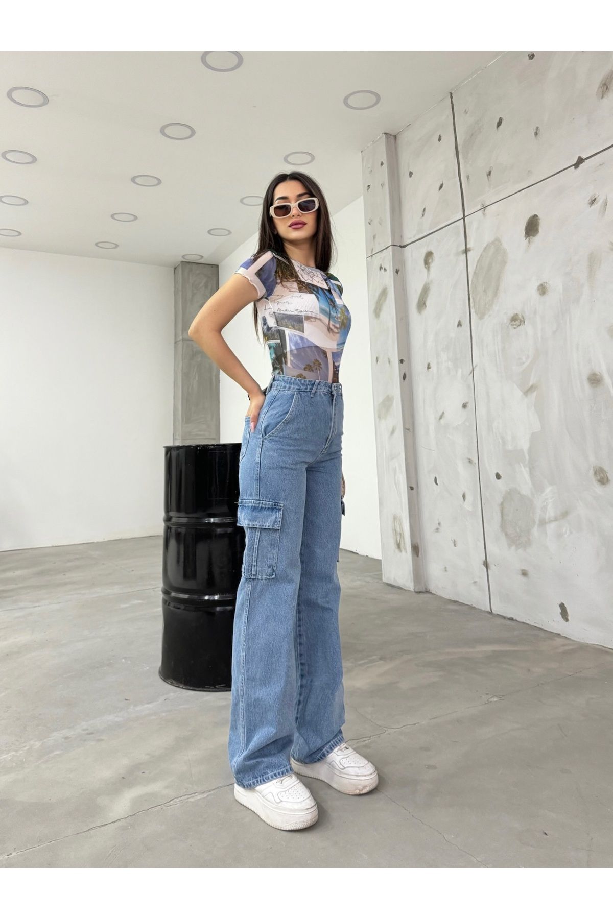 BİKELİFE Kadın Bej Yüksek Bel Geniş Paça Kargo Pantolon Fiyatı, Yorumları -  Trendyol