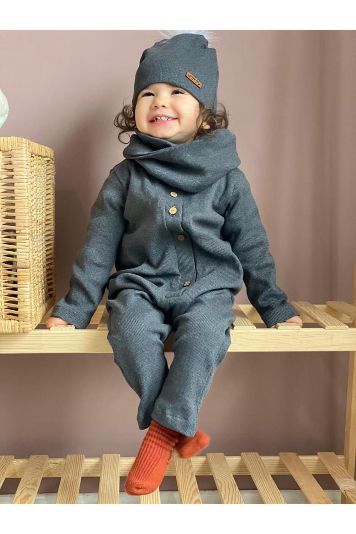 bohemiankids baby wear Jumpsuit Gray Oversize Trendyol