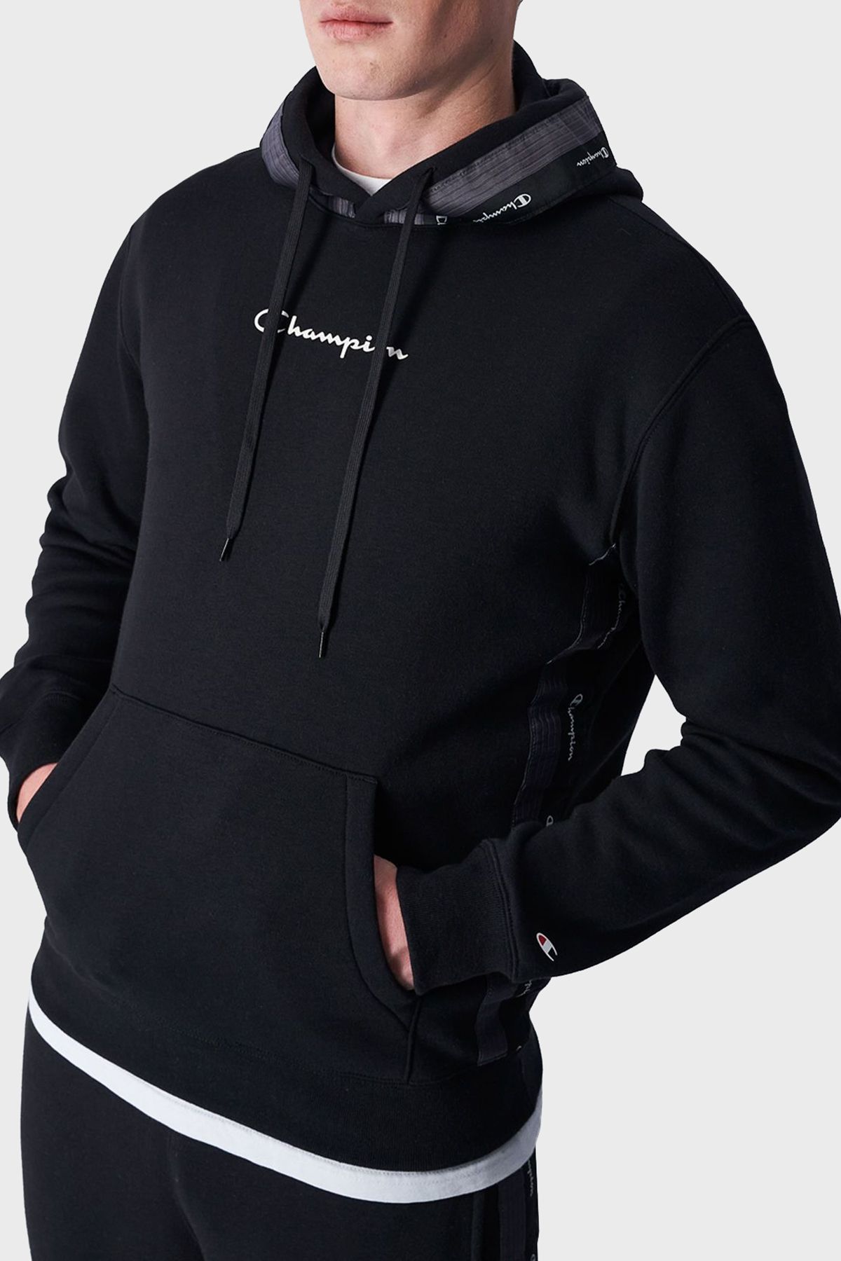 Champion Jacquard Banded Fleece Inside Hooded Comfort Fit Sweat