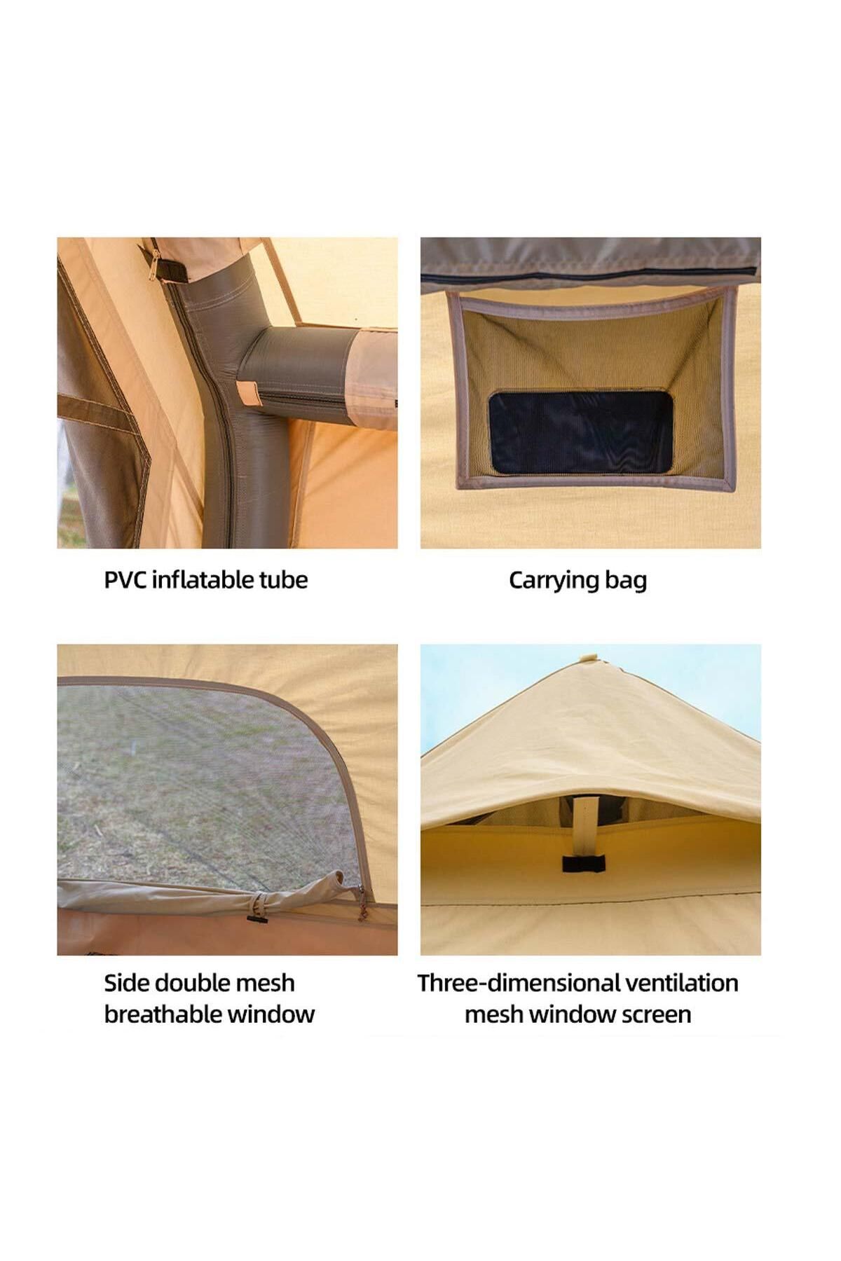 Madfox Bigless Glamping Cotton Inflatable Şişme Çadır [ Baca Çıkışlı ]