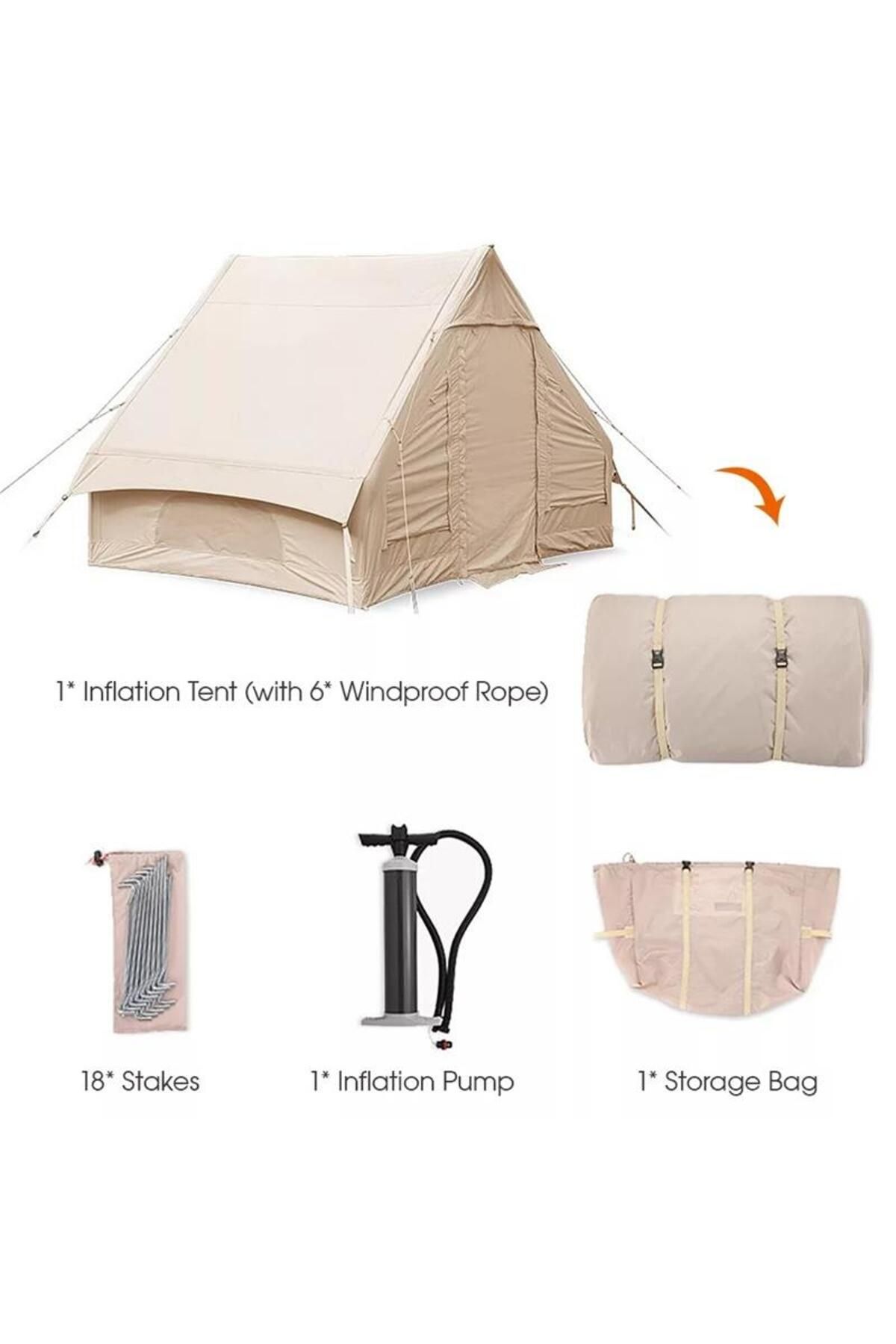 Madfox Bigless Glamping Cotton Inflatable Şişme Çadır [ Baca Çıkışlı ]