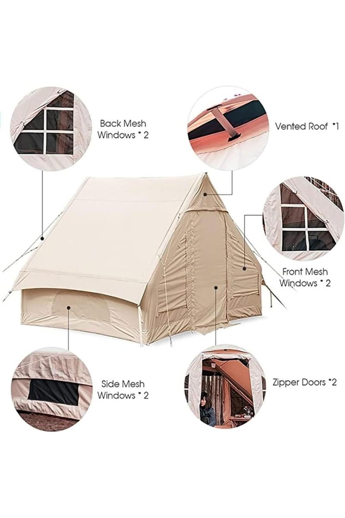 Madfox Bigless Glamping Cotton Inflatable Şişme Çadır [ Baca Çıkışlı ]