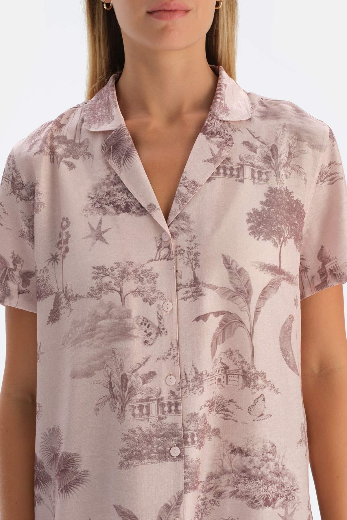Dagi-Light Pink Patterned Woven Shirt 6