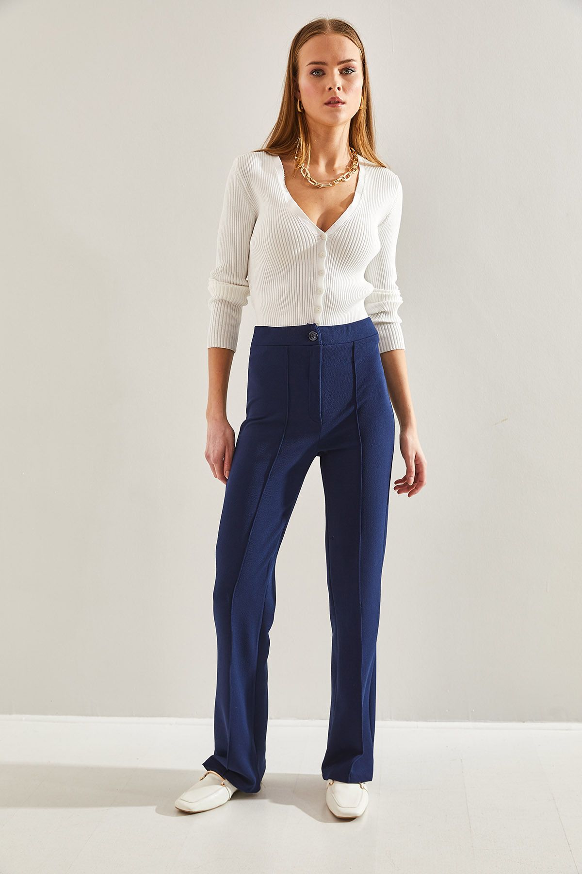 Bianco Lucci-Kastanienbraune Palazzo-Hose für Damen 7