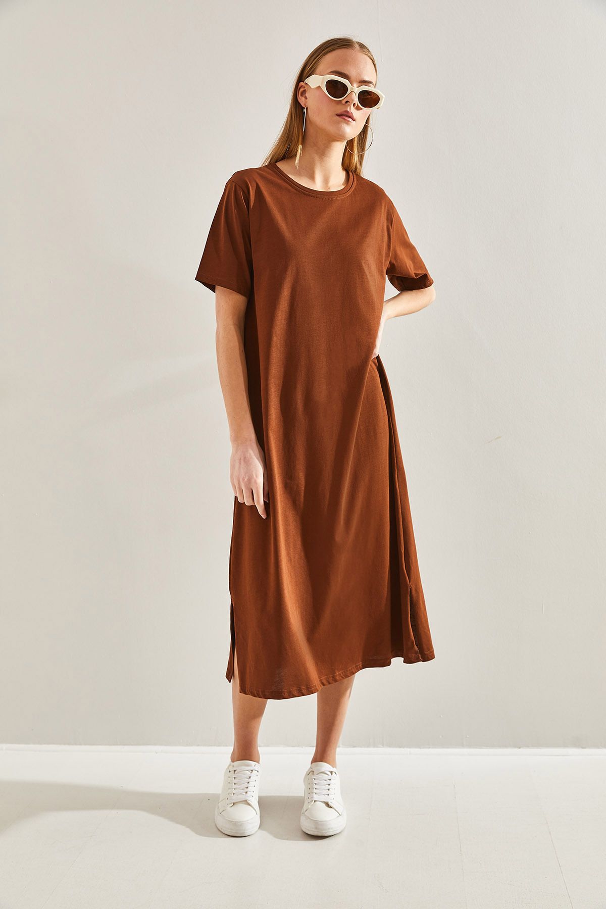 Bianco Lucci-Damen Basic Langes Kleid 5