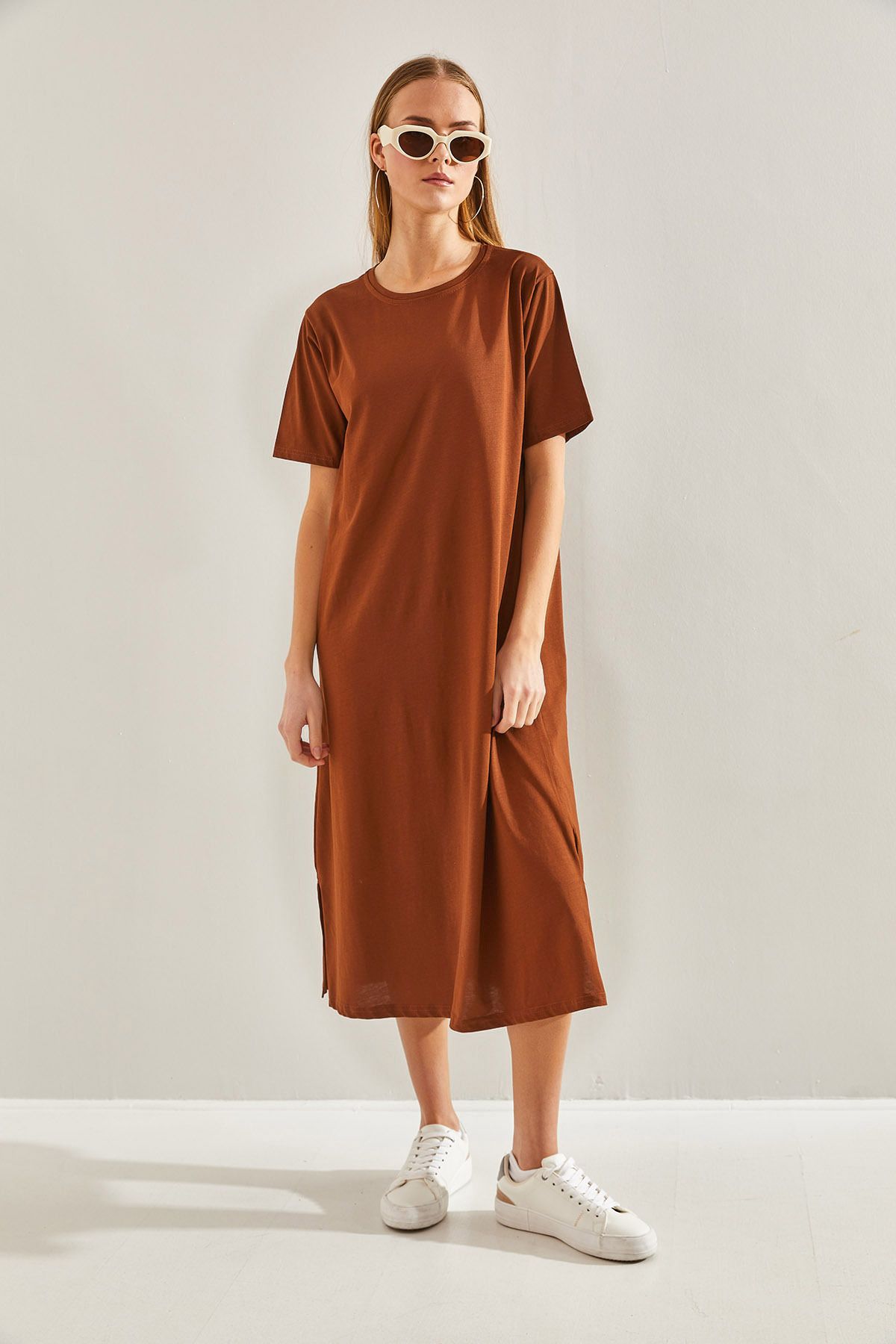 Bianco Lucci-Damen Basic Langes Kleid 3