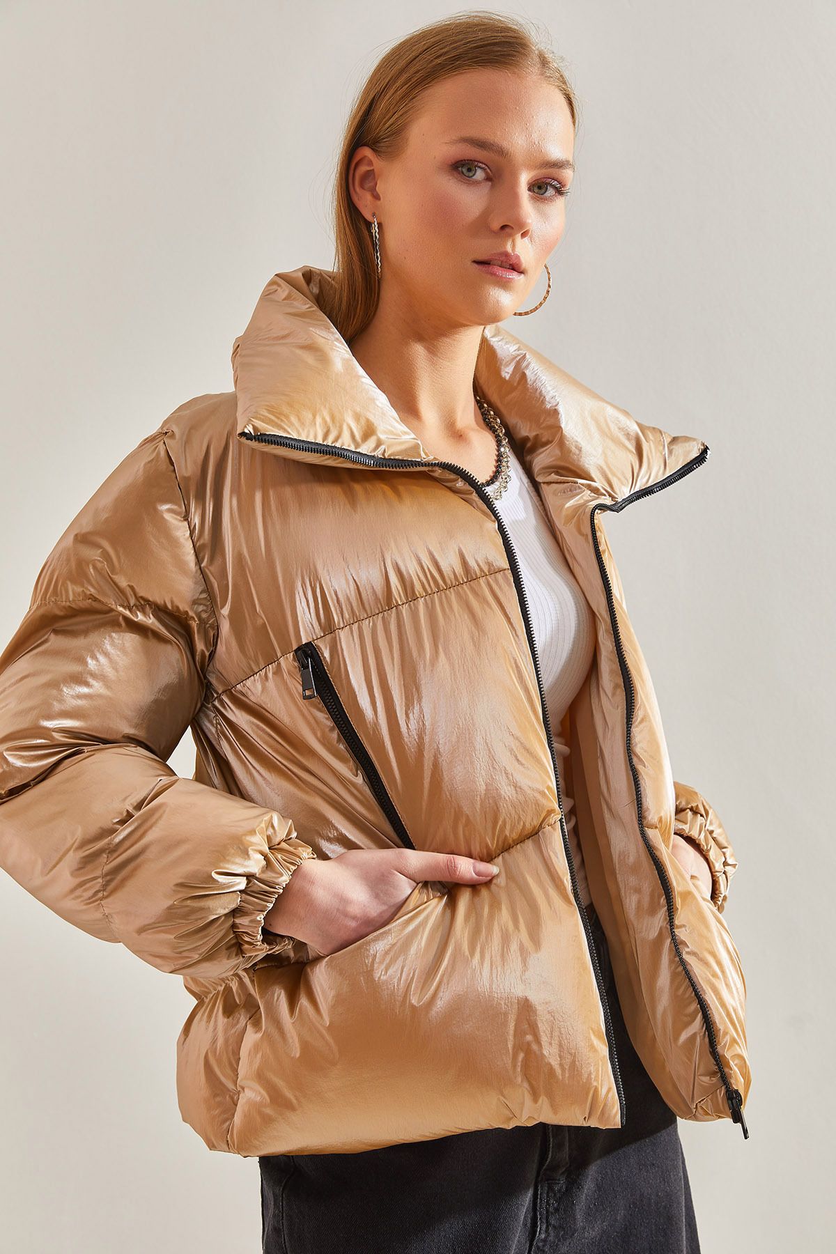 Bianco Lucci Dámská bunda Judge Collar Chine Puffer Jacket 237360101005