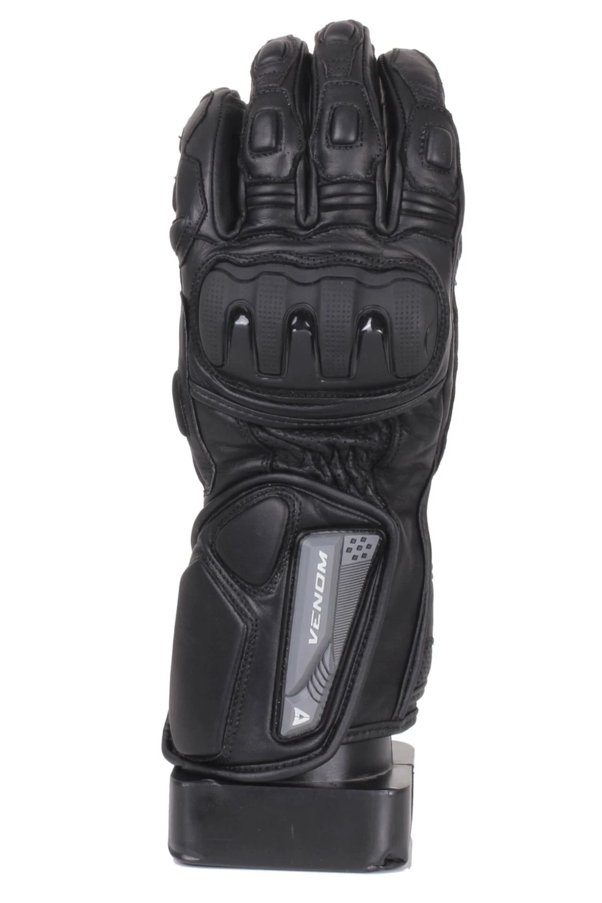 VENOM D2 Siyah Uzun Gerçek Deriden Motorcu Eldiveni