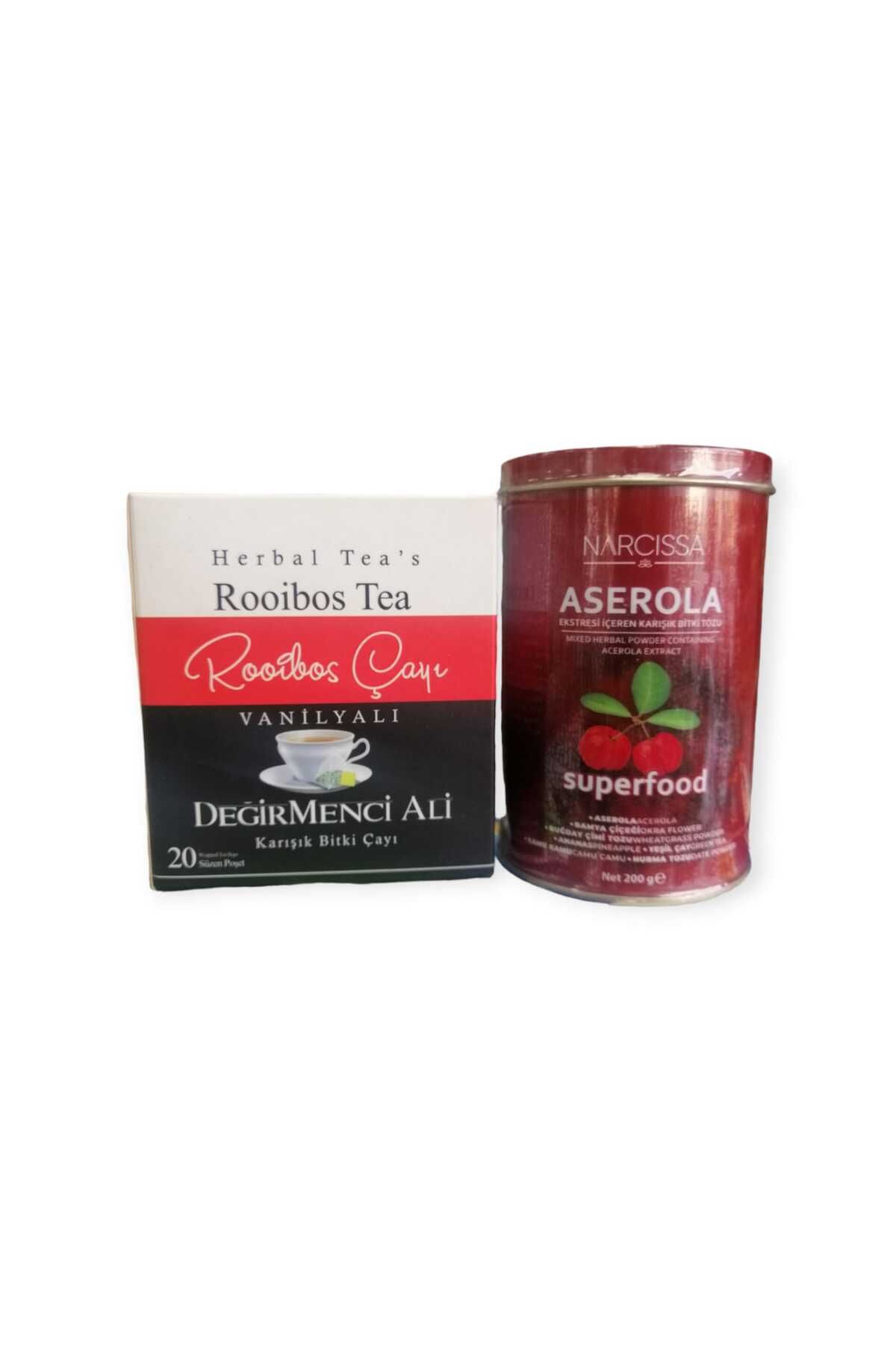 Narcissa Aserola Ekstresi içeren Karışık Bitki Tozu 200 gr & Rooibos Tea 20 li Değirmenci Ali