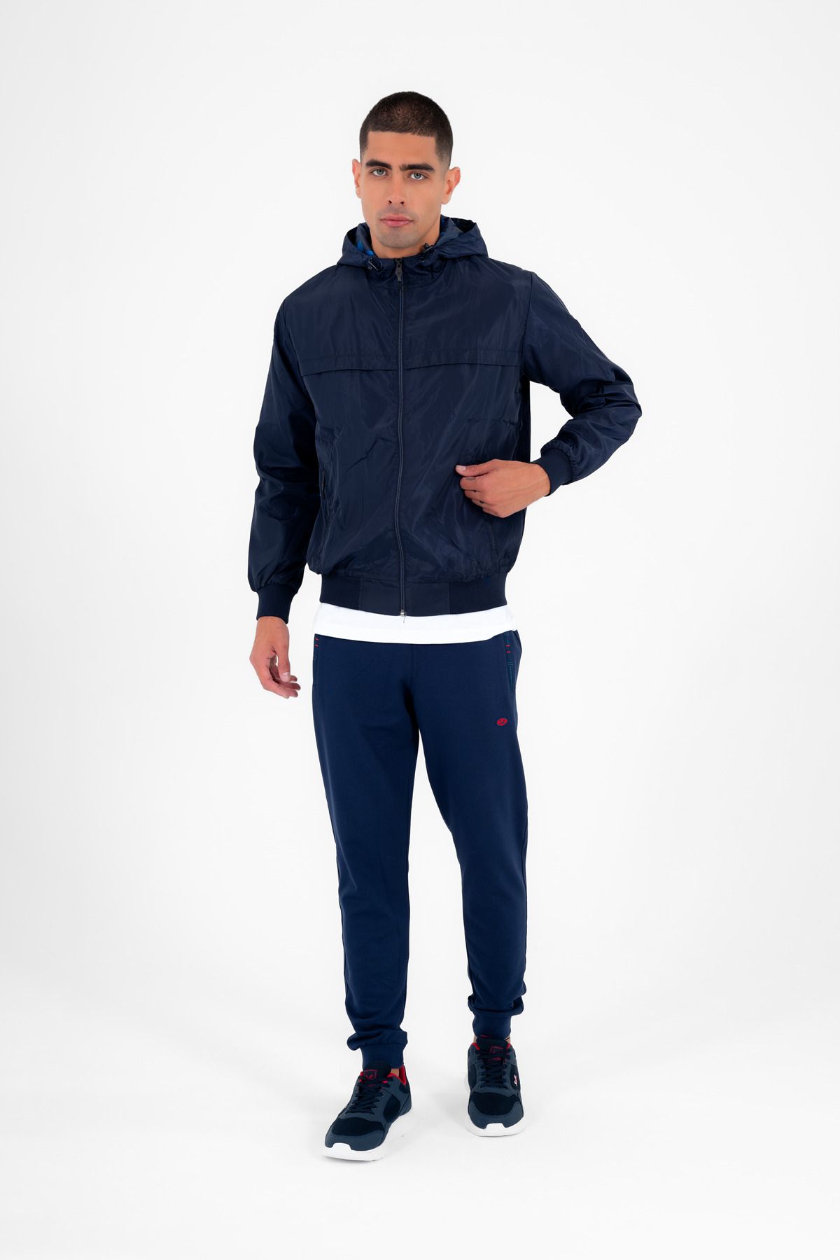 Escetic темно-синяя мужская ветровка с жестким капюшоном и узорной подкладкой, водоотталкивающая сезонная тонкая куртка 6569 CC-6569