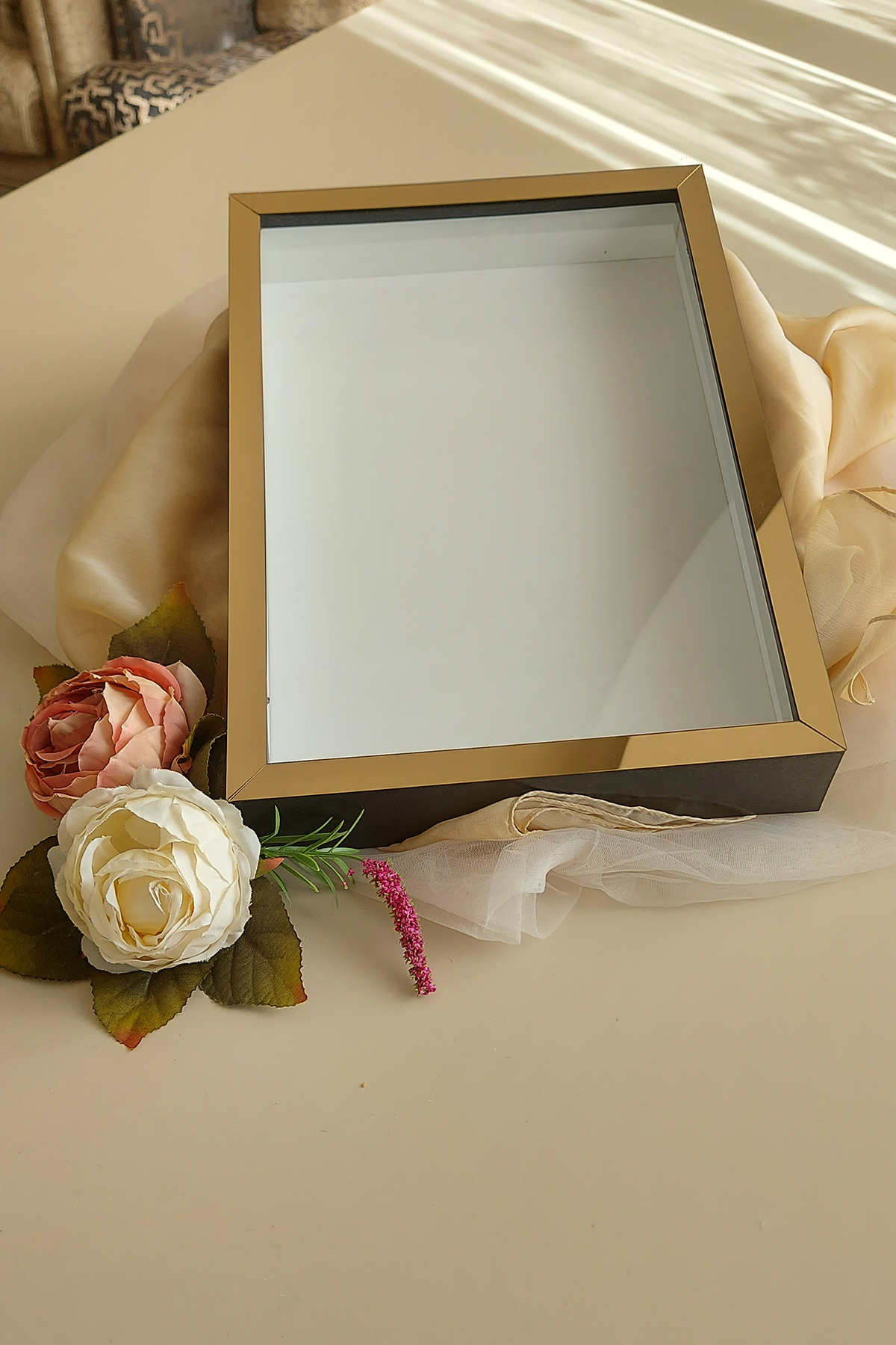 25x35 Cm Deep Memory Frame! New Fashion Rose Boxes! Engagement Flower Design!