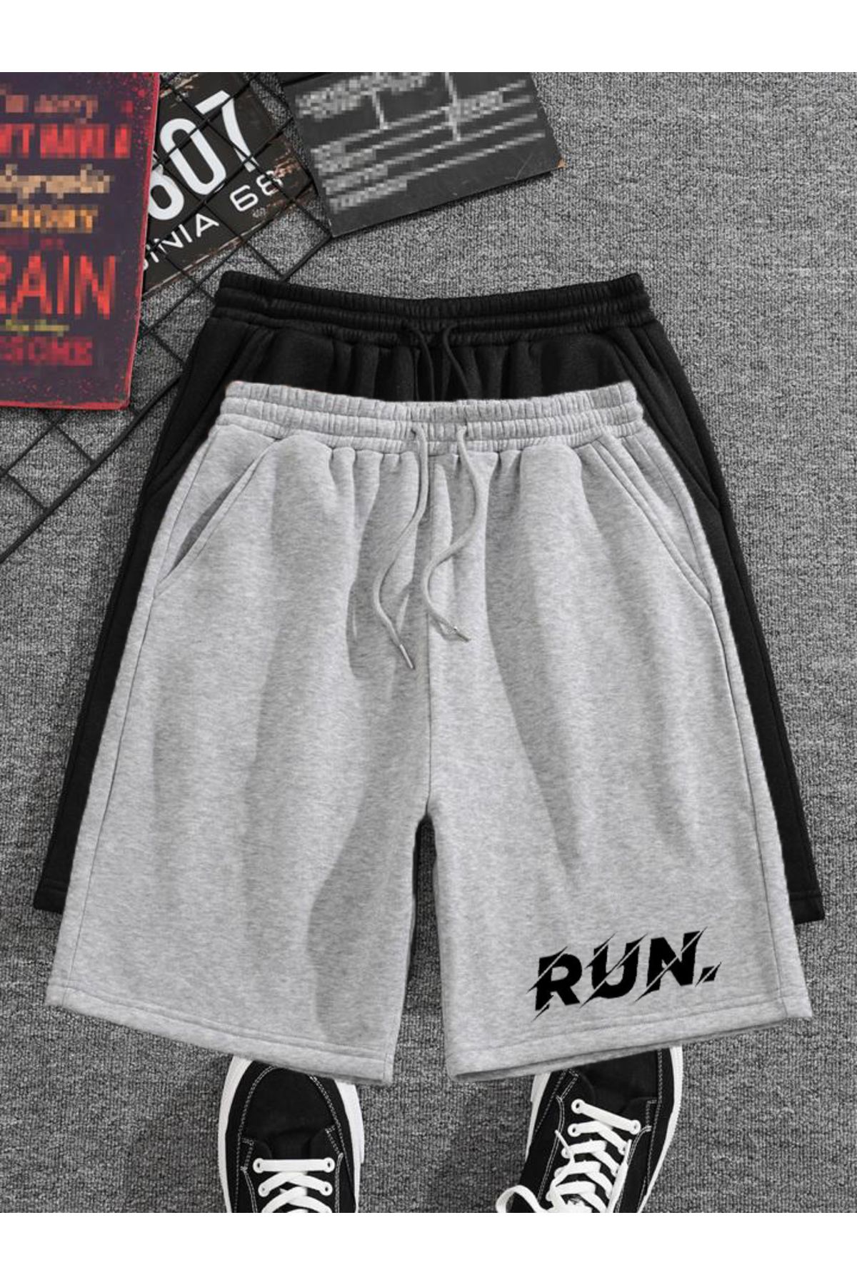 FAVORİST Set Pantaloni Scurți Team Run Gri Și Negru Unisex - XL