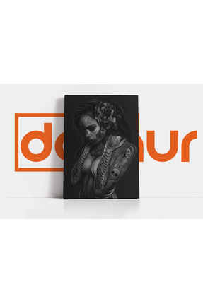 Dovaur Tattoo Girl İllustrasyon Özel Tasarım Kanvas Tablo
