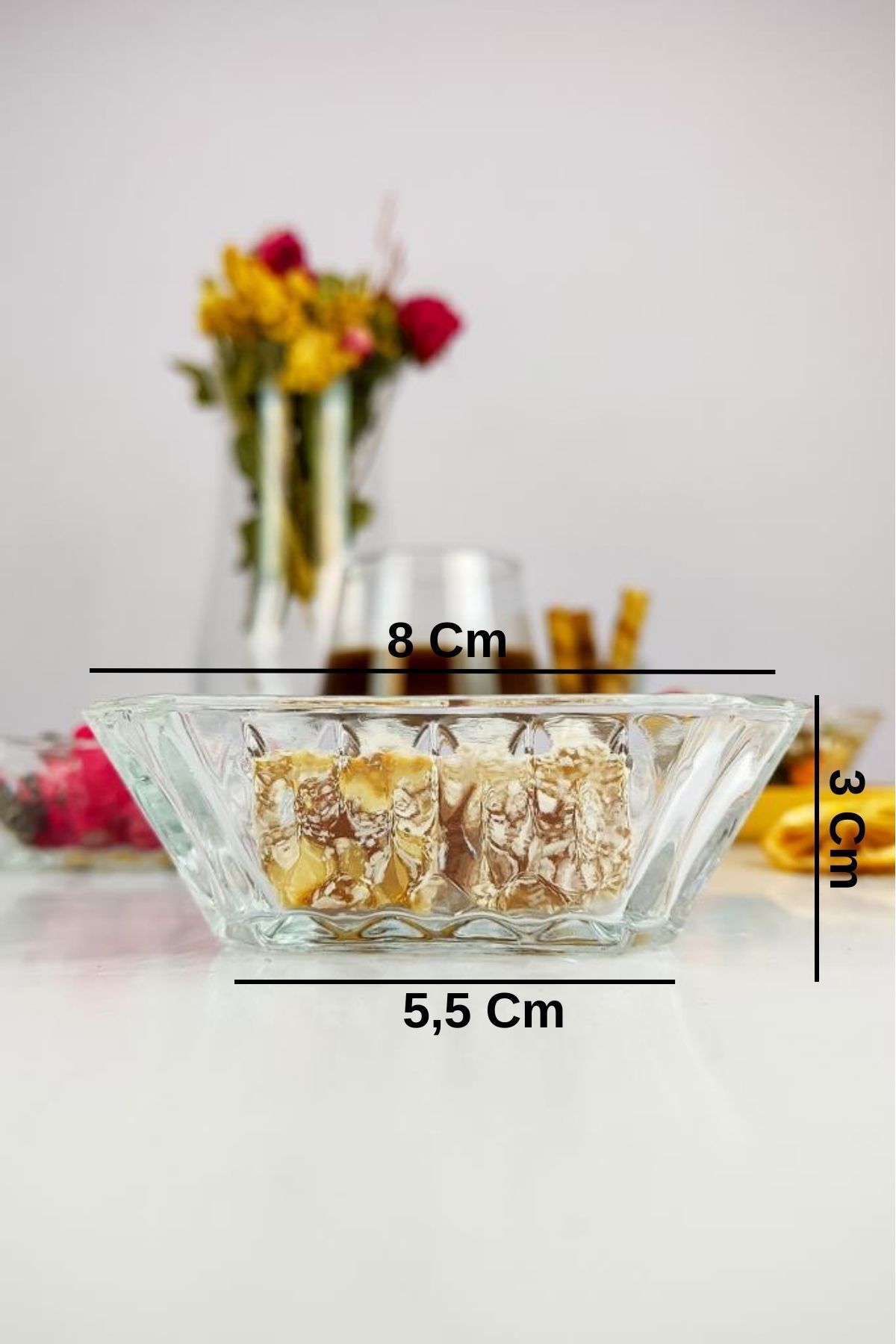 Eylül 6'lı Cam Kase Lokumluk Şekerlik Ve Reçellik 8 Cm