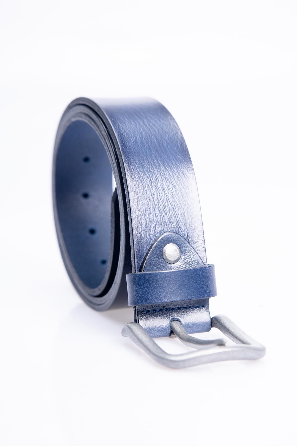 Tudors Men s Leather Navy Blue Belt