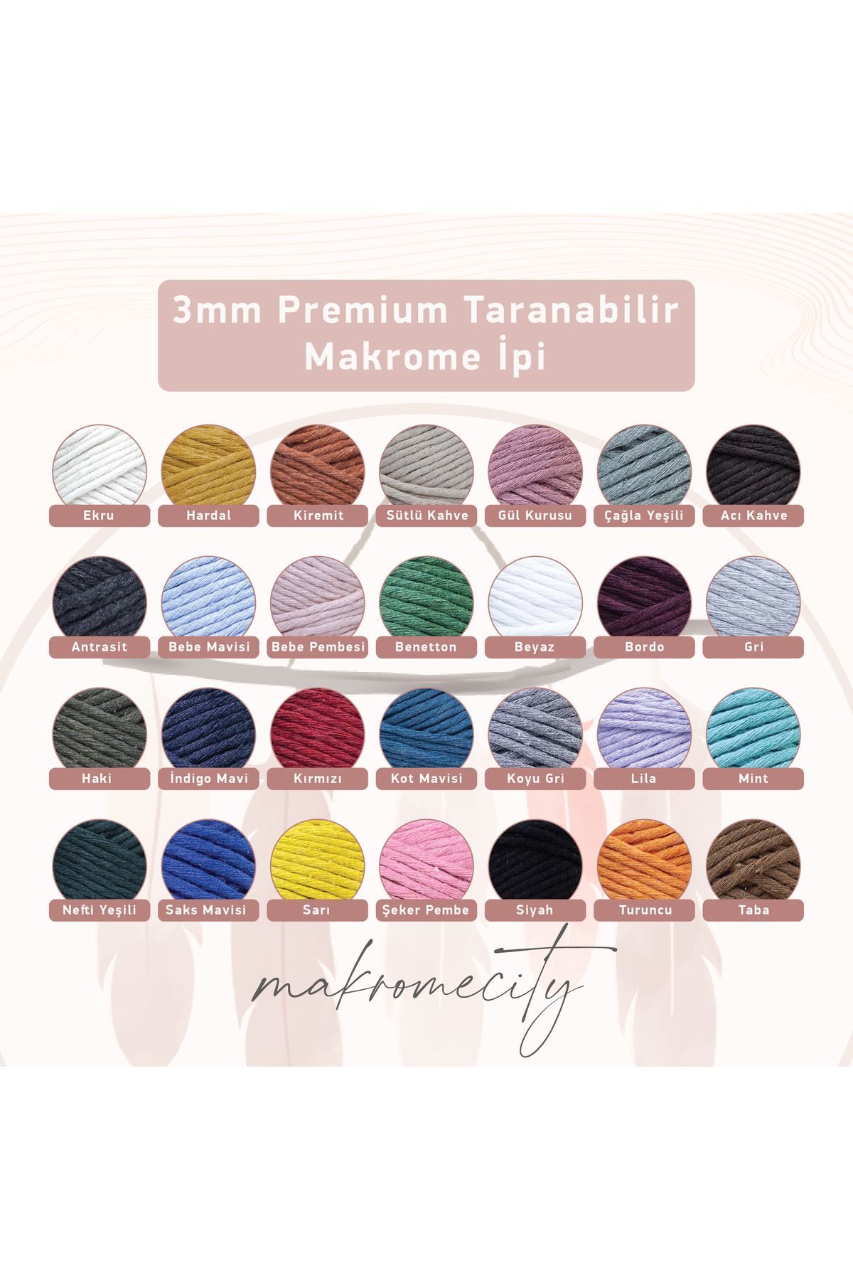 Makromecity-Scalloped Macrame Thread 3mm Scalloped Cotton Macrame Thread Macrame Thread Claret Red 4