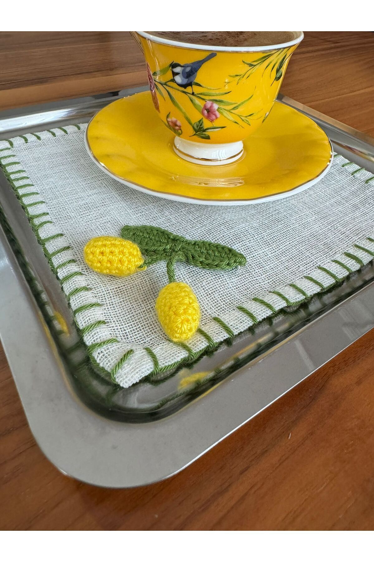 HALATÇI HOME-Coffee Presentation Napkin Lemon Cover Set of 6 4